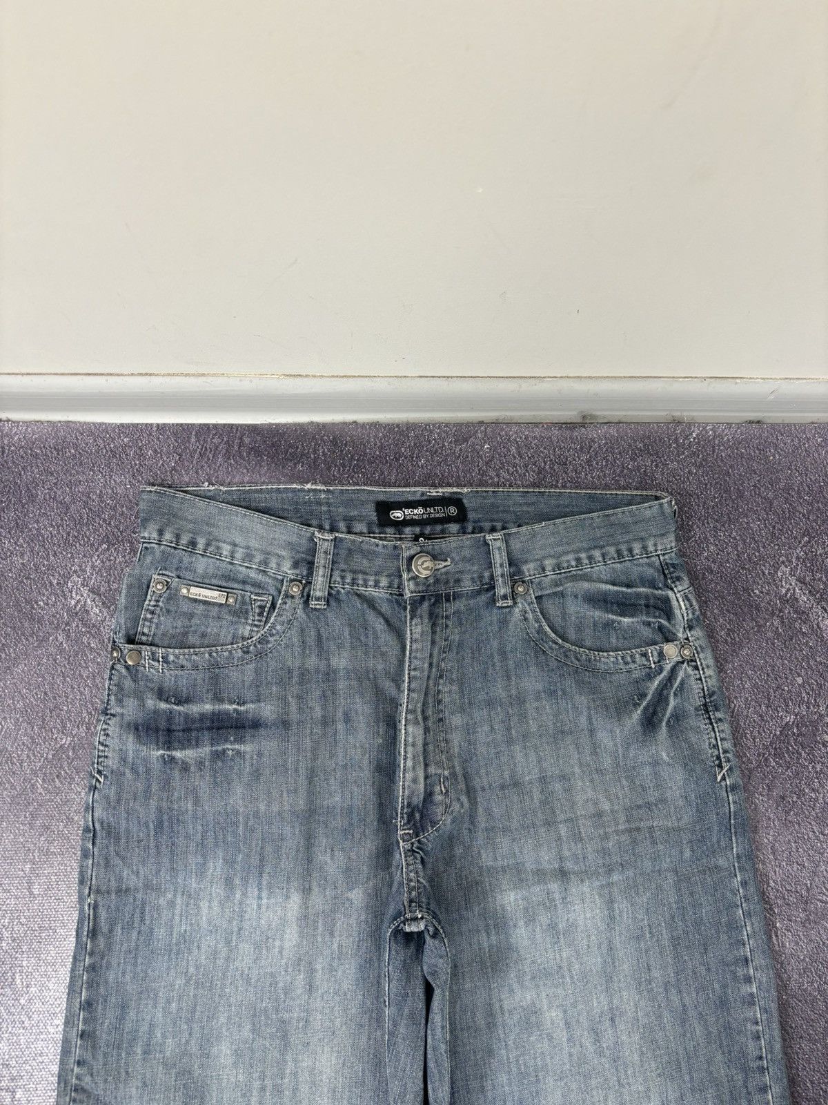 Ecko Unltd. Vintage Ecko Unltd Y2K Hip Hop Hype Faded Baggy Denim Shorts Size US 32 / EU 48 - 5 Thumbnail