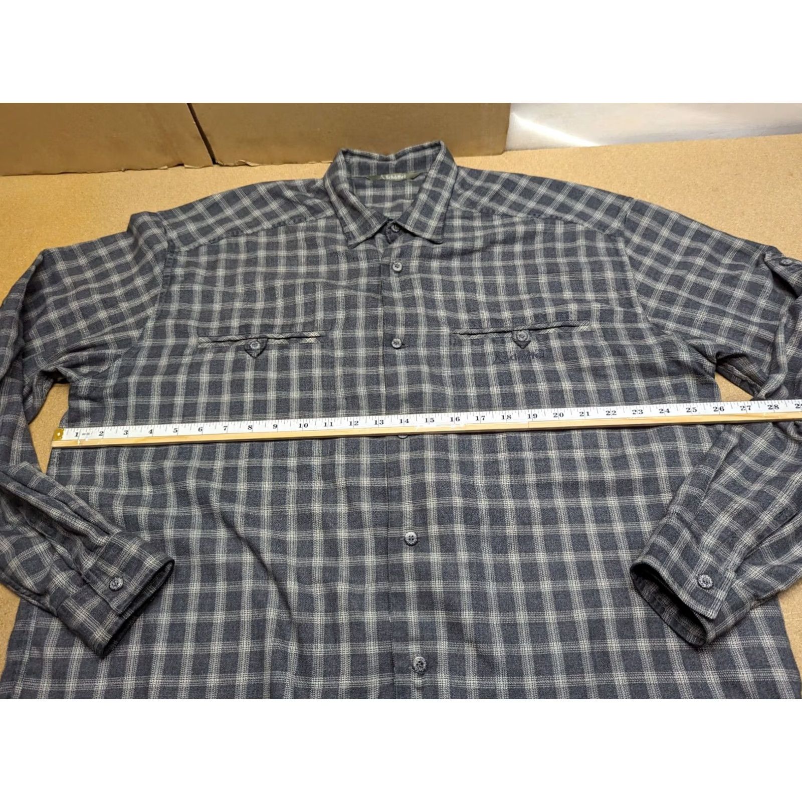 Vintage Schoffel Mens Button Up Flannel Shirt 2XL Gray Plaid Cotton Viscose Shirt Mens Size US XXL / EU 58 / 5 - 6 Thumbnail