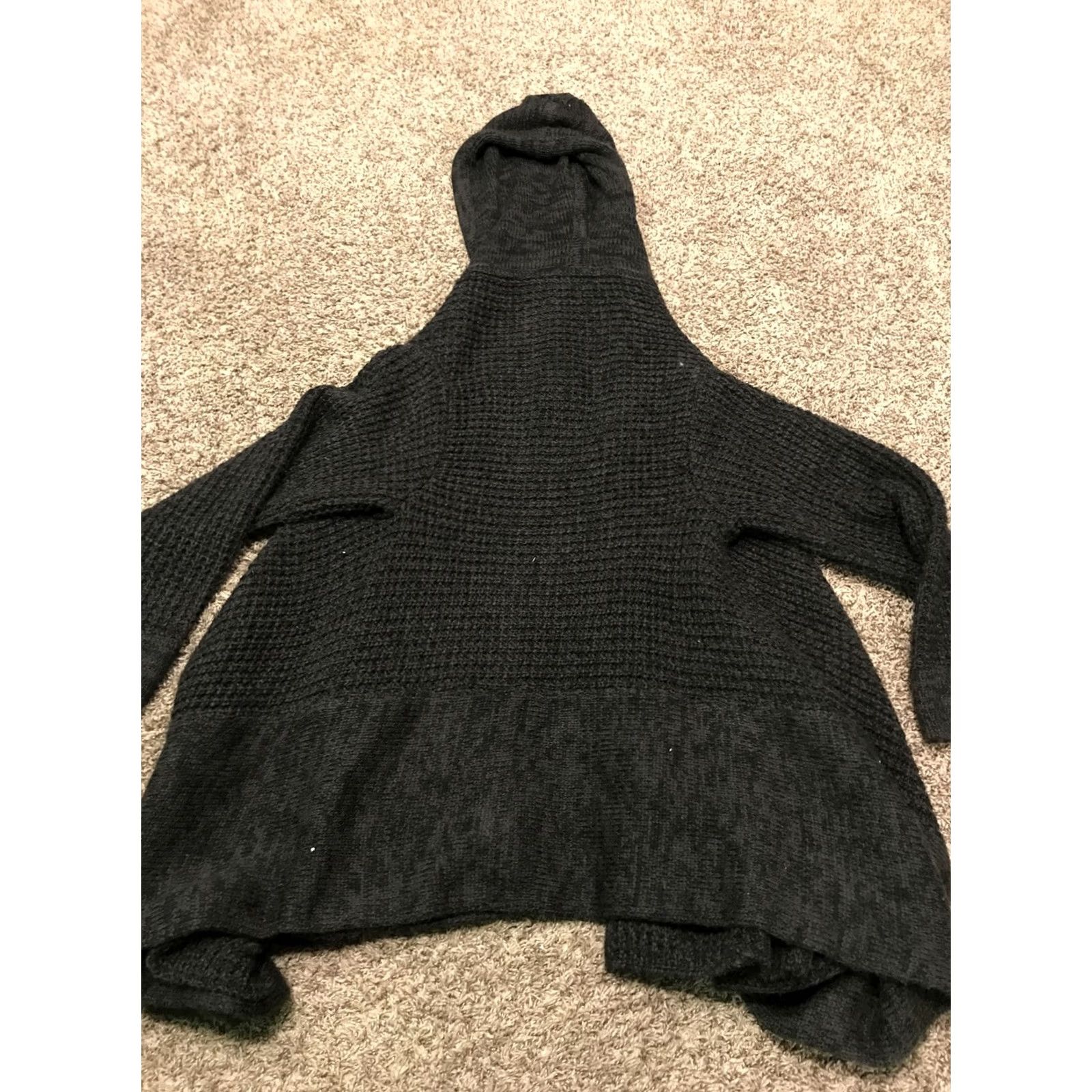 Neiman Marcus Neiman Marcus Cardigan Shirt Women XS Hooded V-Neck Gray Acrylic Open-Knit Designer Sweater 33” Length A36 Size XS / US 0-2 / IT 36-38 - 5 Thumbnail