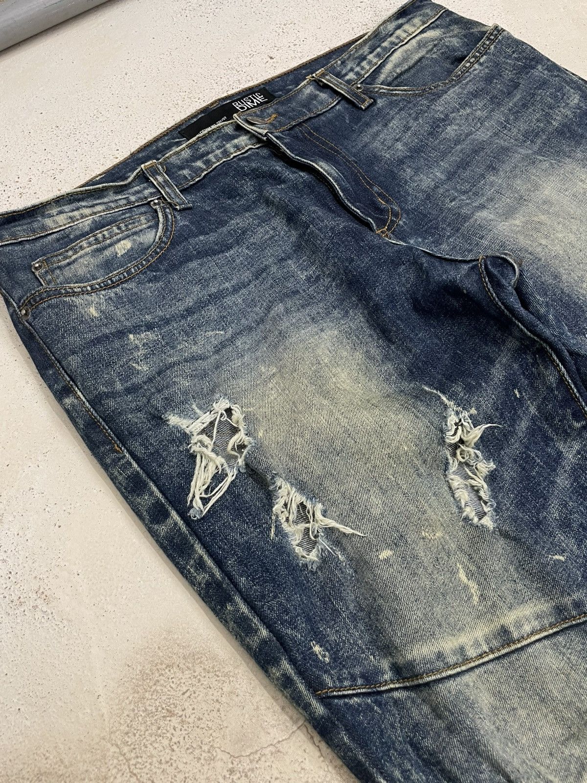 Other Rustic Dime Crazy Mudwash Distressed Biker Style Denim Pants Size US 34 / EU 50 - 9 Thumbnail