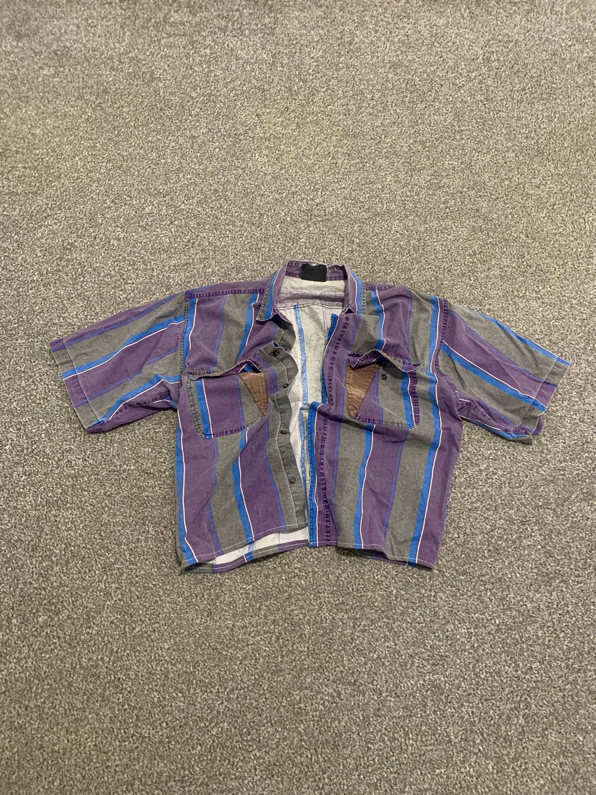 Vintage Vintage Washed Purple Grey Bowling Shirt Size US L / EU 52-54 / 3 - 1 Thumbnail