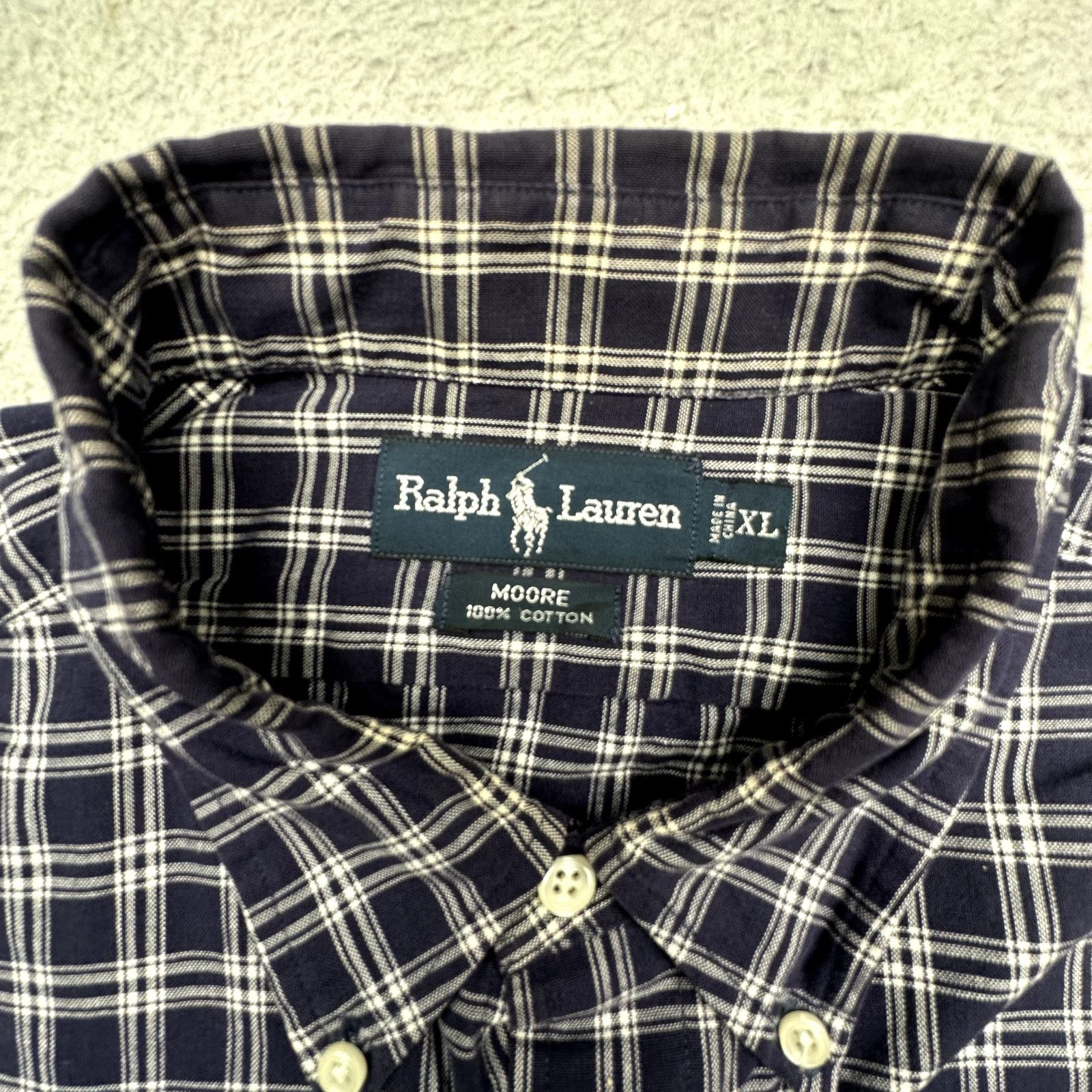Ralph Lauren Ralph Lauren Moore Plaid Button Down Shirt Men XL Navy White Size US XL / EU 56 / 4 - 3 Thumbnail