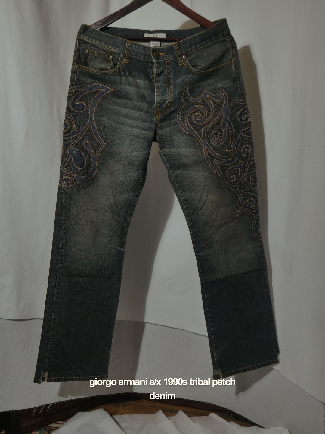 A/X 1990s Tribal Patch Denim Pants