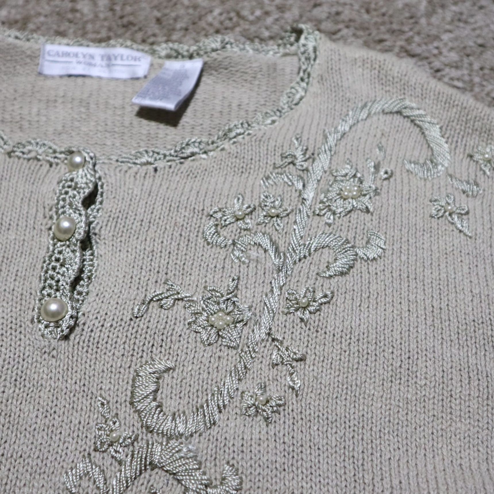 Vintage VINTAGE Carolyn Taylor Sweater Cardigan Women 1X Brown Crochet 90s Designer Ambience Men/Women Size XL / US 12-14 / IT 48-50 - 2 Thumbnail