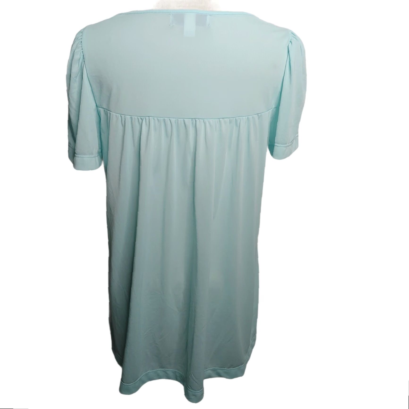Vintage Colette by Miss Elaine Sleep Shirt Womens M Floral Button Up Nylon Light Blue Sleepshirt 100% Nylon V-Neck Short Sleeve Size M / US 6-8 / IT 42-44 - 2 Thumbnail