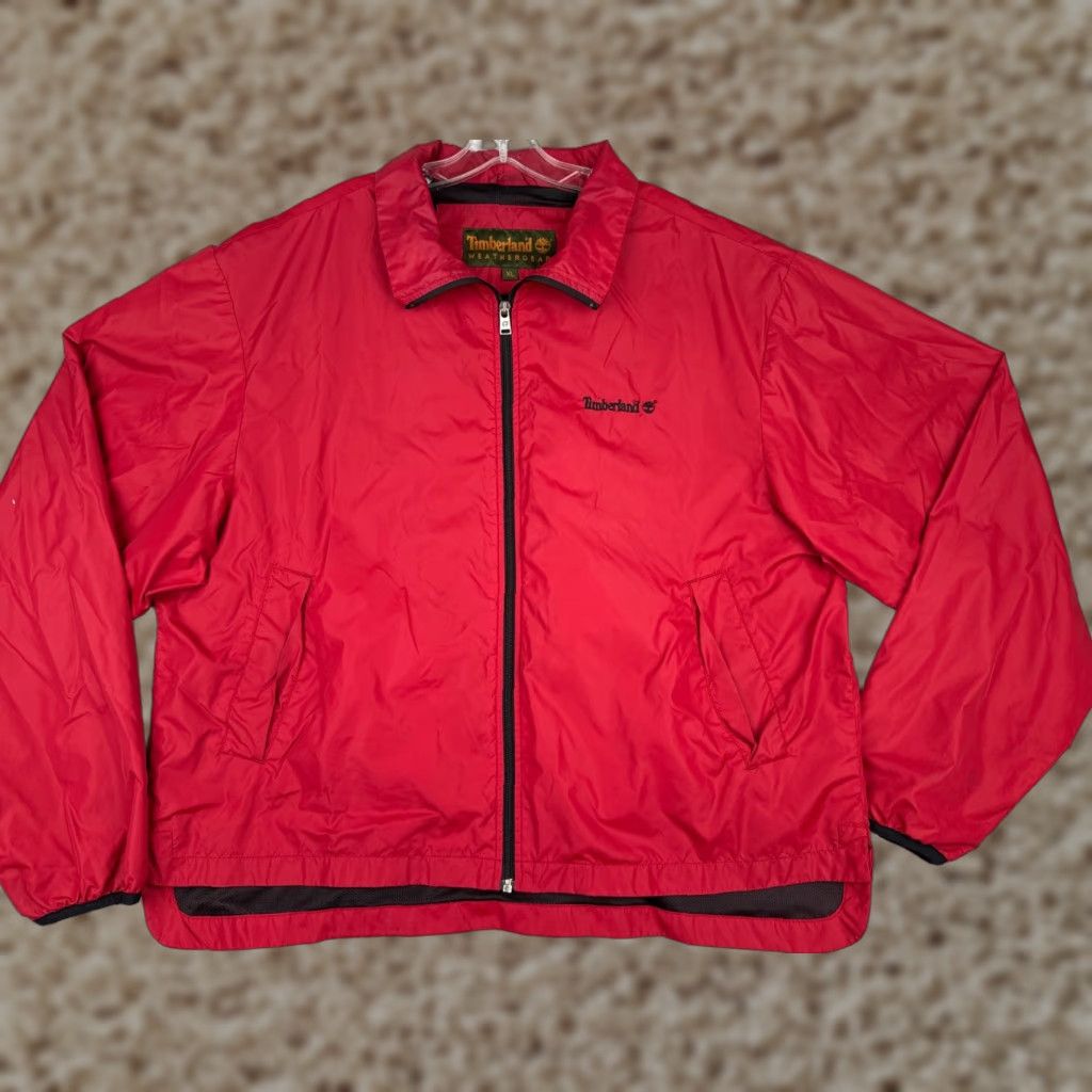 Timberland Timberland Jacket Mens Red Windbreaker Extra Large Full Zip 100% Nylon Shell Size US XL / EU 56 / 4 - 1 Thumbnail