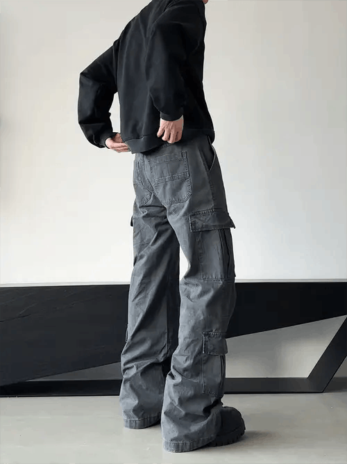 VIBE Gray Cargo Pleated Wide Leg Pants Size US 30 / EU 46 - 4 Thumbnail