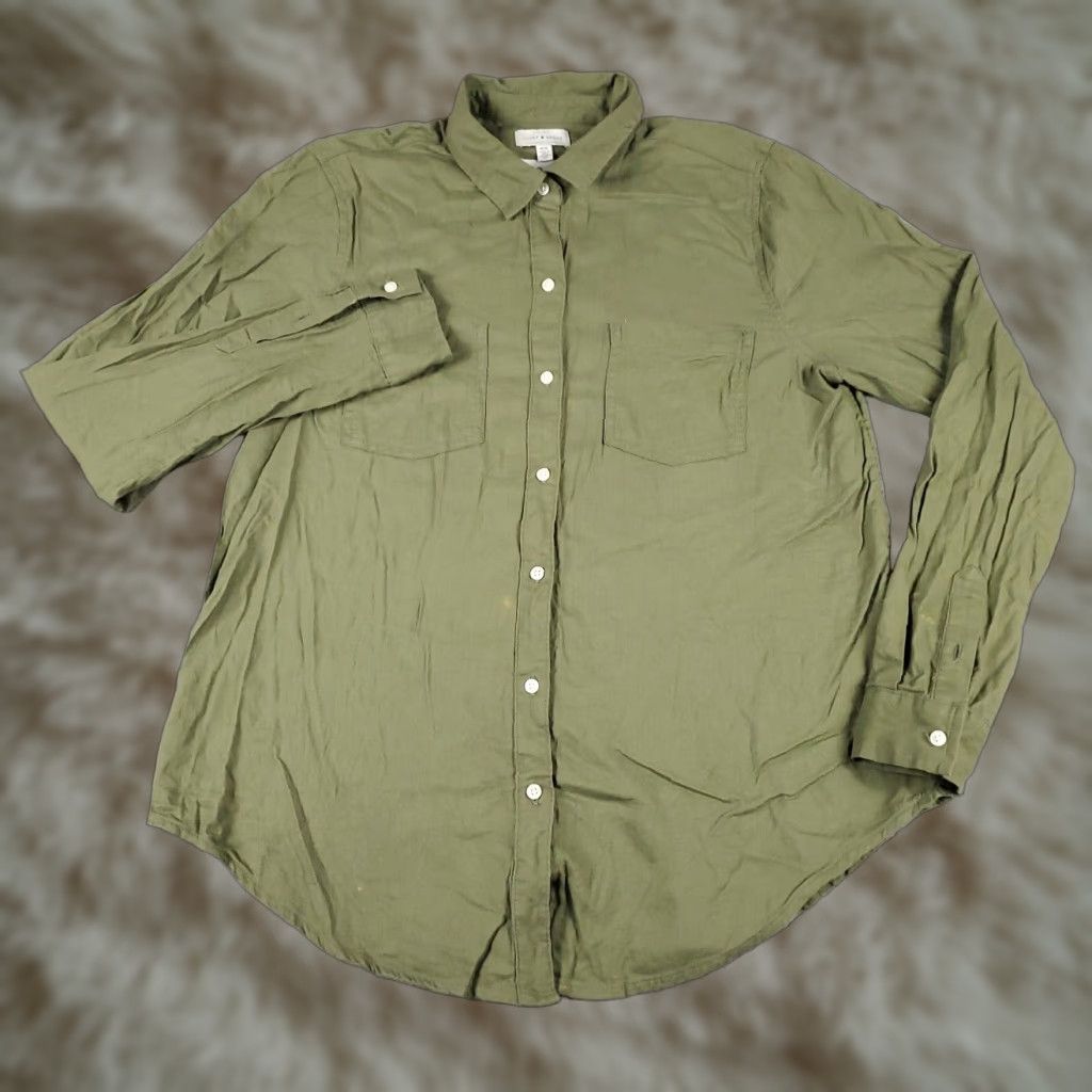 Lucky Brand Lucky Brand Green Long Sleeve Button Up Shirt Womens Medium Size M / US 6-8 / IT 42-44 - 1 Thumbnail