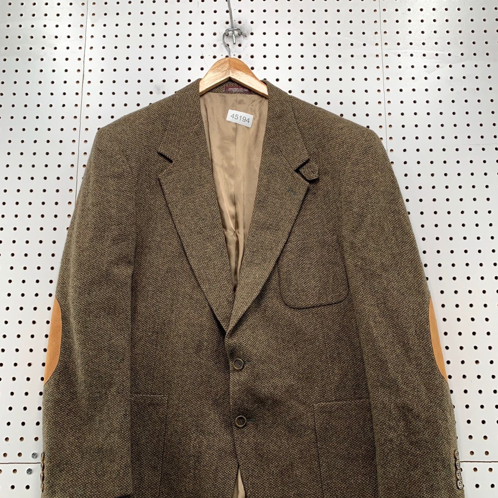 Evan Picone VINTAGE Evan Picone Blazer Mens 46L Wool Tweed Brown Elbow Patches Union USA Jacket Blazer Notch Two-Button Front Vintage Mens 46 Brown Tweed Wool VIP Size 46R - 2 Thumbnail