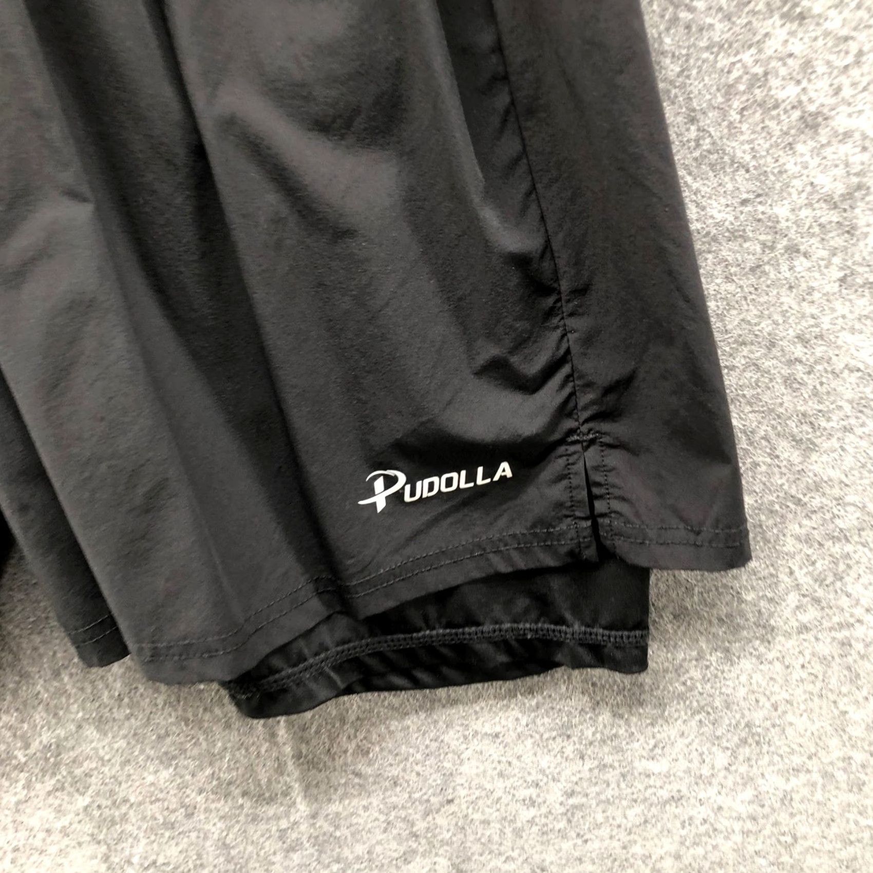 Vintage Pudolla 2-in-1 Running Shorts Mens L Black 9" Inseam Athletic Gym Size US 33 - 3 Thumbnail