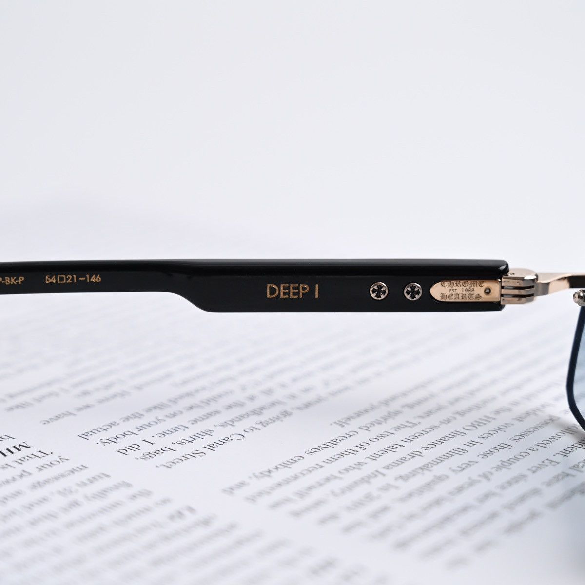 Chrome Hearts CHROME HEARTS DEEP I GOLD PLATED-BLACK-PLASTIC-SUN SUNGLASSES Size ONE SIZE - 6 Thumbnail