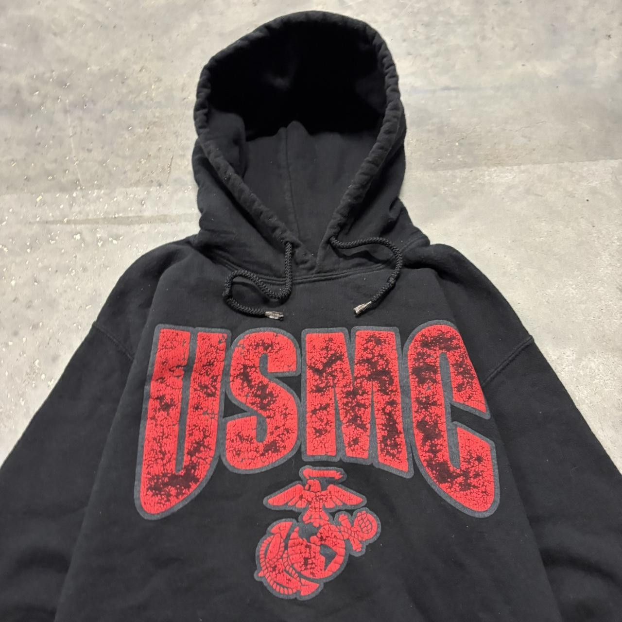 Japanese Brand × Vintage Crazy Vintage Y2K/2000s Black USMC Marines Streetwear Graphic Hoodie! Size US S / EU 44-46 / 1 - 2 Thumbnail