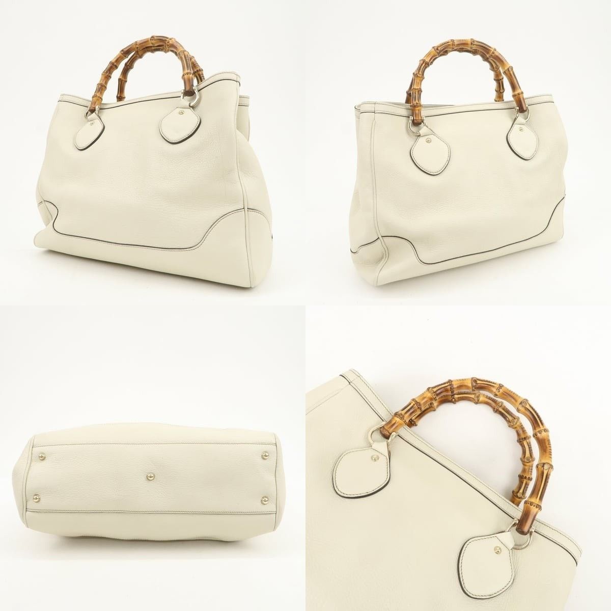 Gucci Gucci Bamboo Top Handle Bag Calfskin Cream Size ONE SIZE - 3 Thumbnail