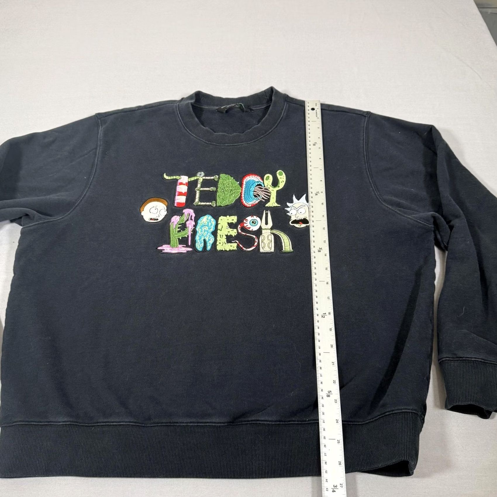 Teddy Fresh Teddy Fresh Rick & Morty Sweatshirt Mens XL Black Crew Neck Graphic Print Pullover Size US XL / EU 56 / 4 - 5 Thumbnail