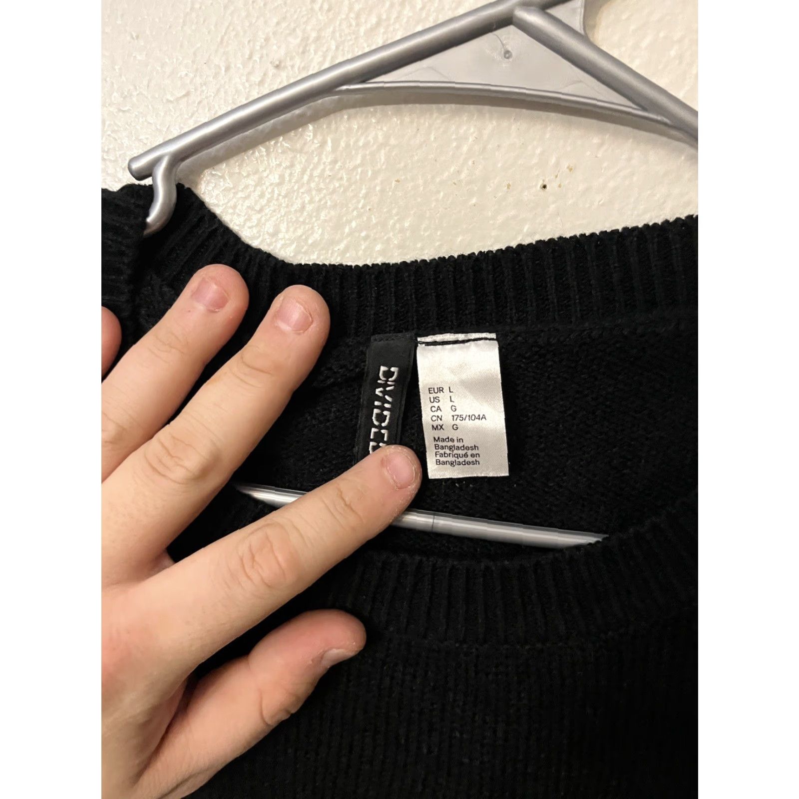 H&M VINTAGE H&M Divided Sweater Pullover Long Sleeve Crew Neck Knit Heathered Black Women L Size L / US 10 / IT 46 - 2 Thumbnail