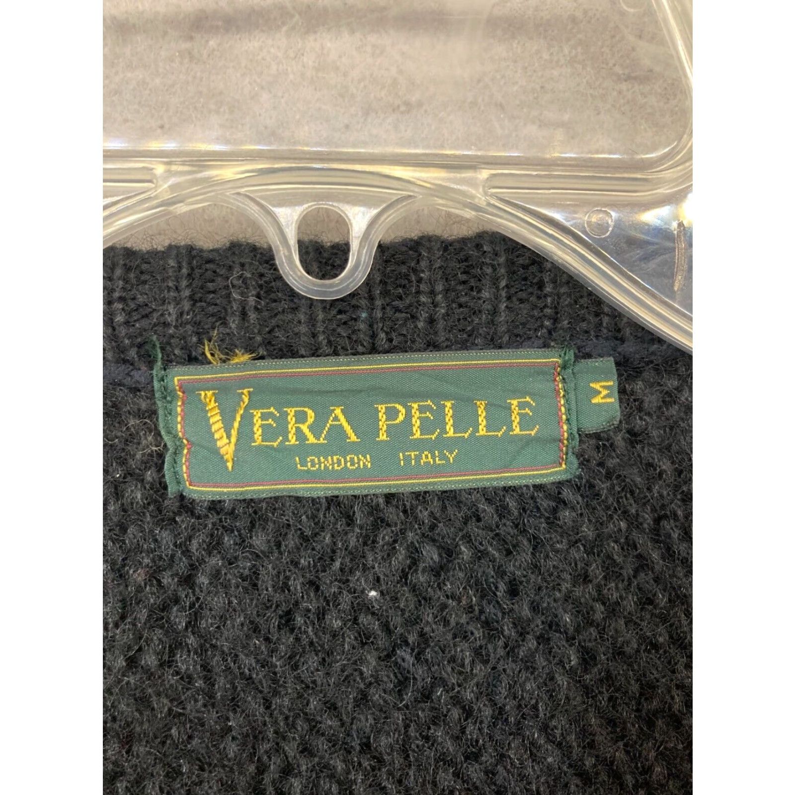 Vera Pelle VINTAGE Vera Pelle Cardigan Medium Black Wool Blend Made in Italy Long Sleeve V-Neck Pockets 80s 90s Womens Size M / US 6-8 / IT 42-44 - 5 Thumbnail