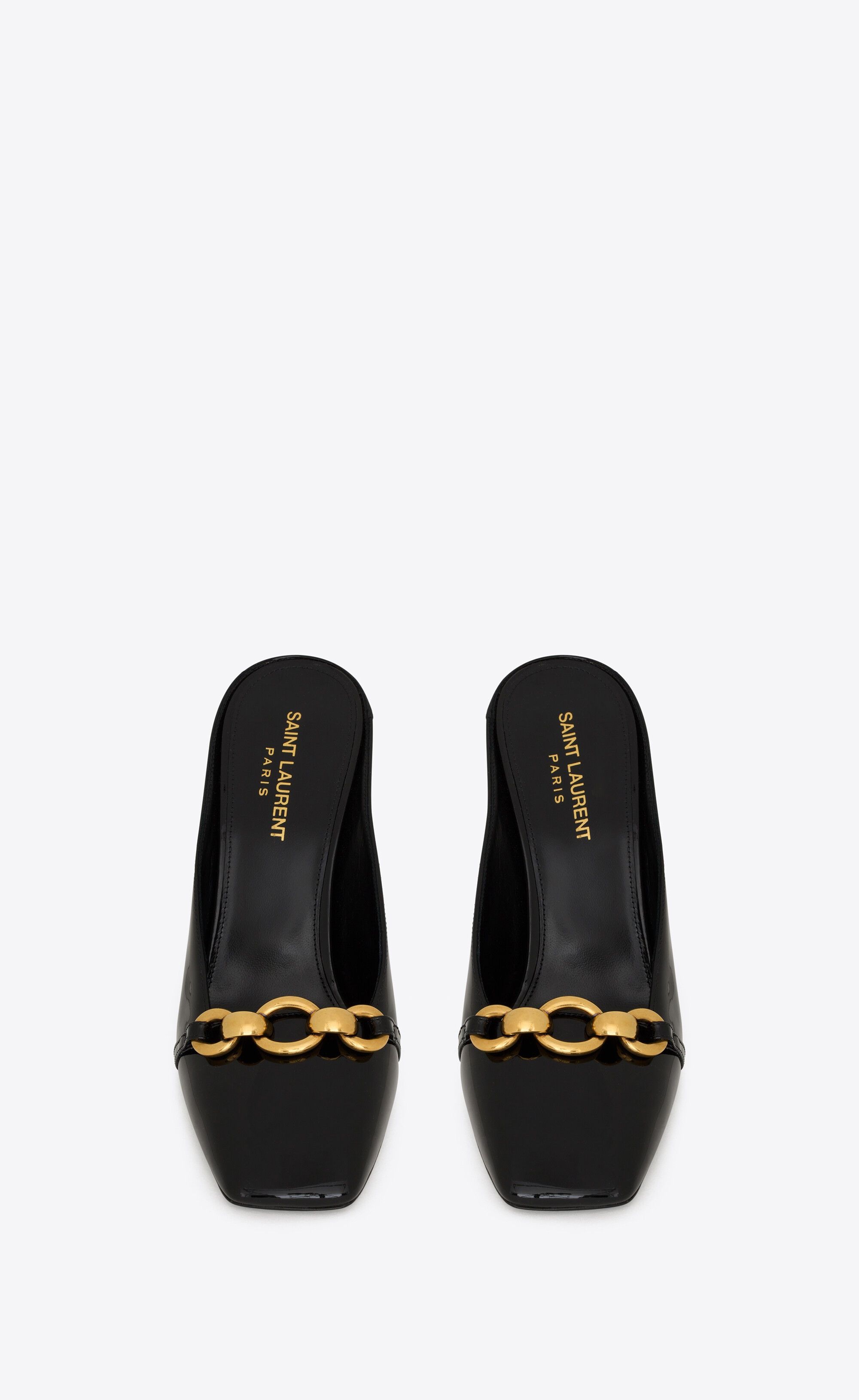 Saint Laurent Paris o1s1wg110225 756175 Le Maillon Mules In Patent Leather Size US 8.5 / IT 38.5 - 2 Thumbnail