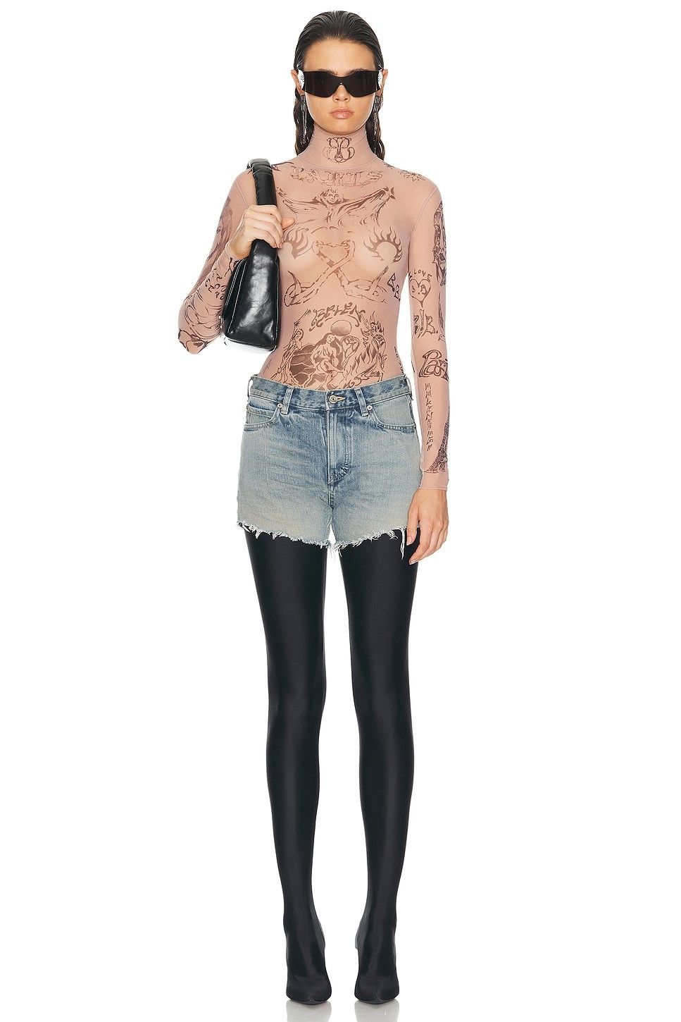 Balenciaga o1s1wg110825 Tat Long Sleeve Top in Light Beige Size M / US 6-8 / IT 42-44 - 4 Thumbnail