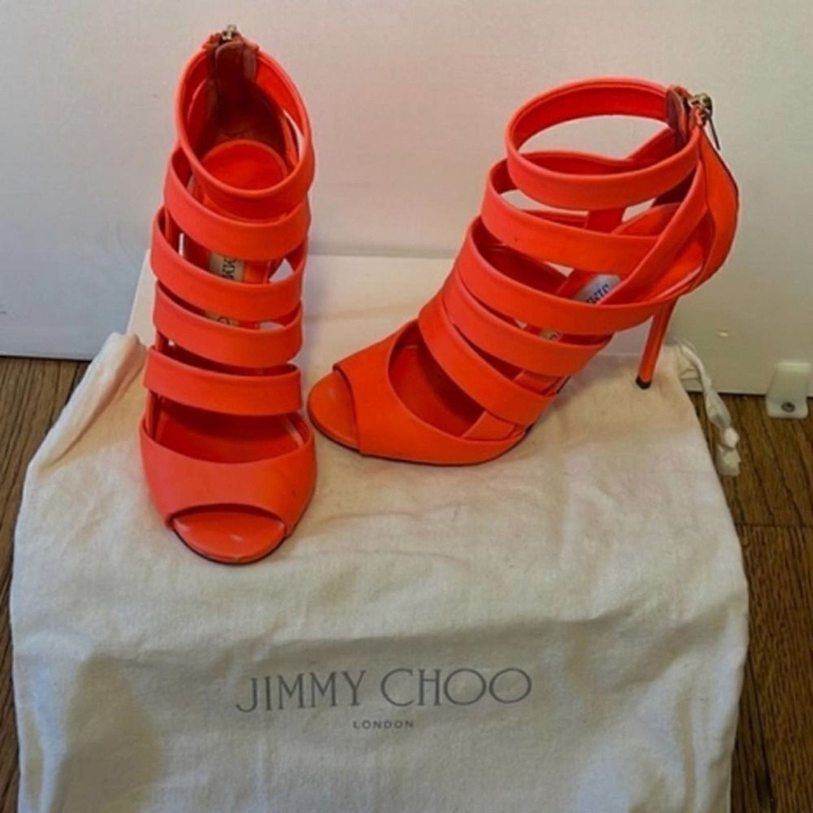 Jimmy Choo Jimmy Choo Damsen Neon Flame Nappa Leather Sandals Heels 6.5 Size US 6.5 / IT 36.5 - 5 Thumbnail