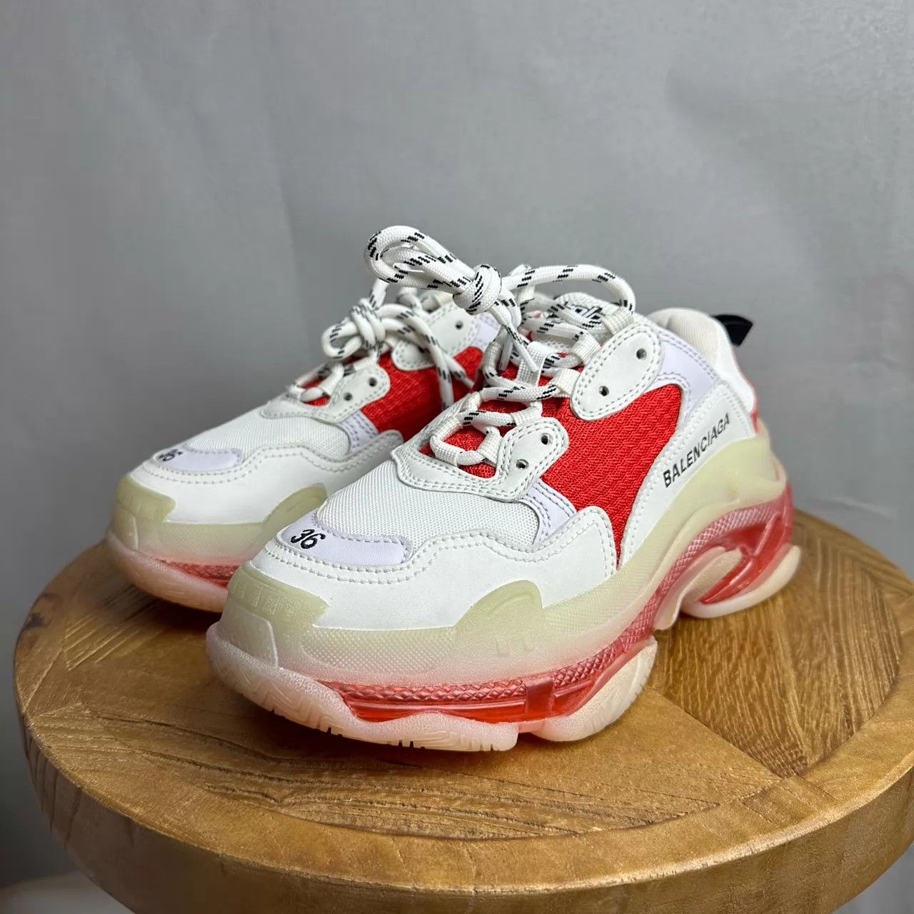 Balenciaga BALENCIAGA TRIPLES White/Red Crystal 36 98 New Box Size US 5.5 / IT 35.5 - 1 Thumbnail