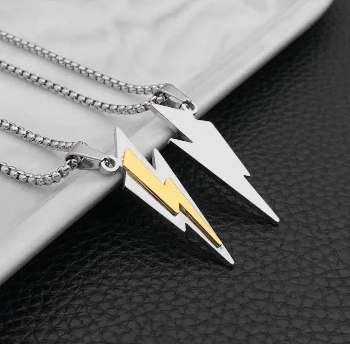 Jewelry Stainless Steel Double Layer Lightning Pendant Necklace Size ONE SIZE - 5 Thumbnail