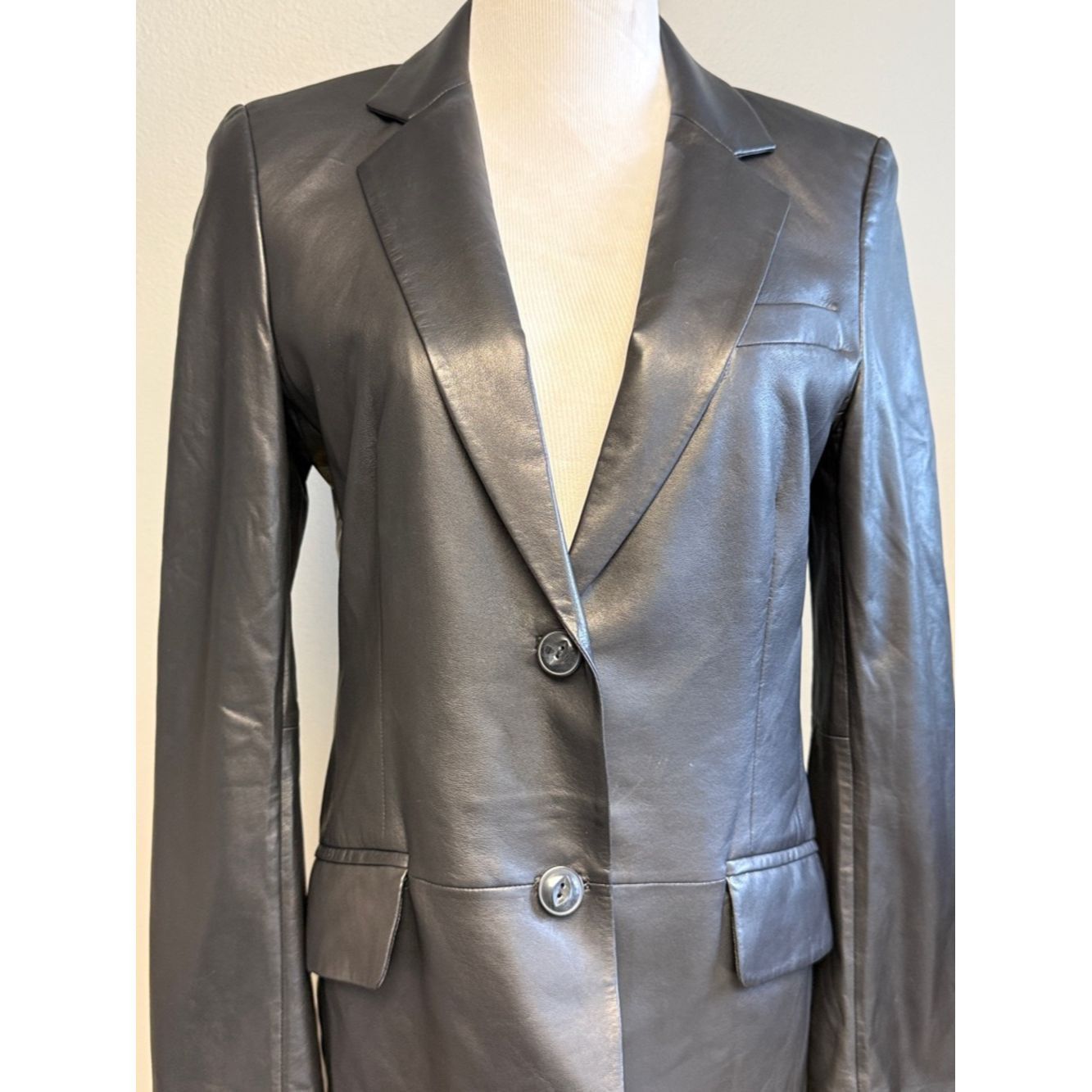 Rag & Bone Rag & Bone Lamb Leather Blazer Black Size 2 Tailored Jacket Size XS / US 0-2 / IT 36-38 - 2 Thumbnail