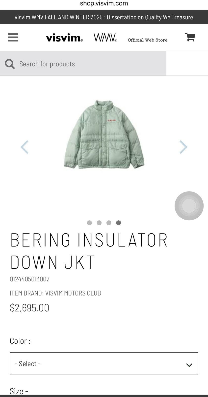 Visvim VISVIM 24 MOTORS BERING INSULATOR DOWN JKT Size US S / EU 44-46 / 1 - 2 Thumbnail