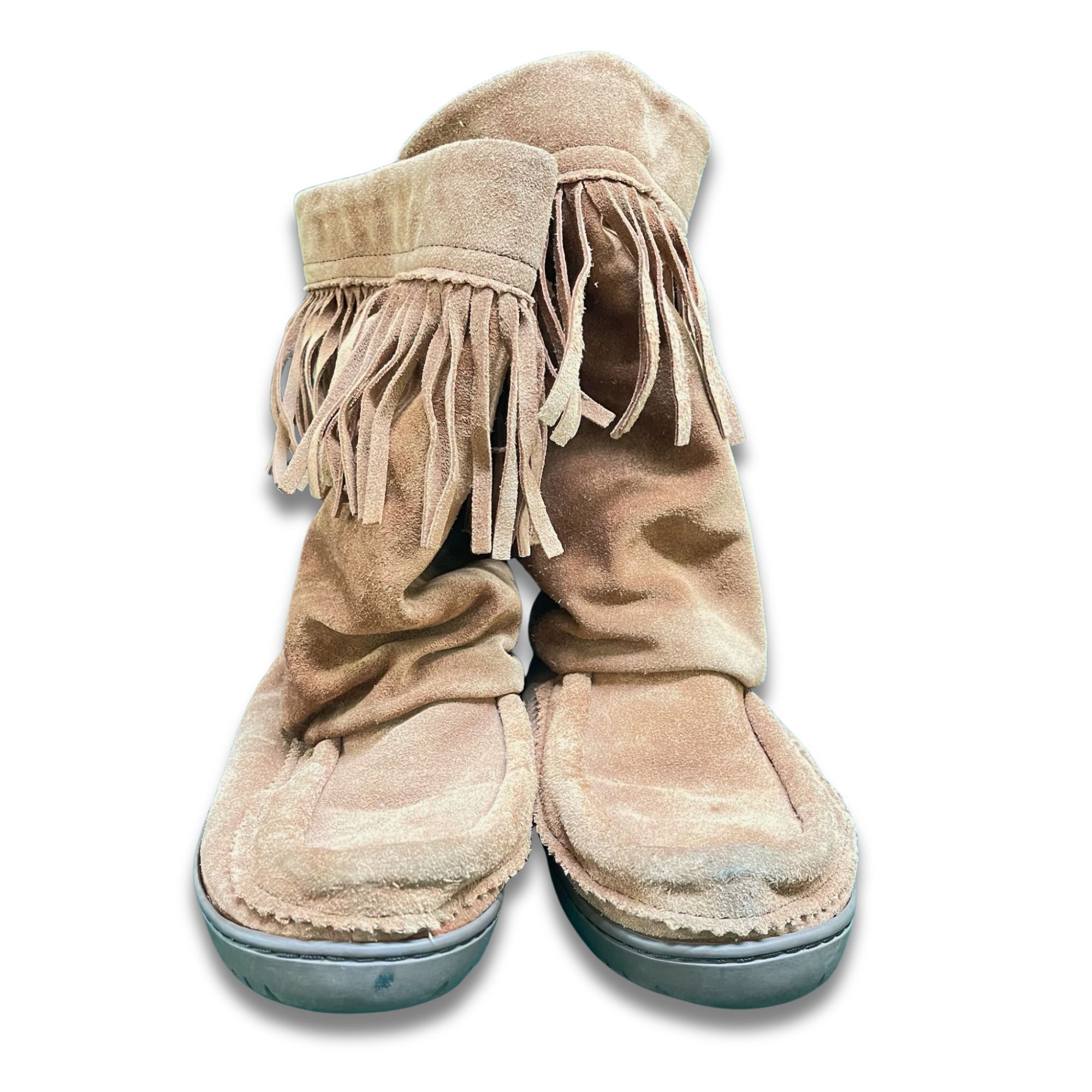 Other Fringe Moccasin Boots Made In Canada Size 7 Suede Upper Shea Size US 7 / IT 37 - 2 Thumbnail