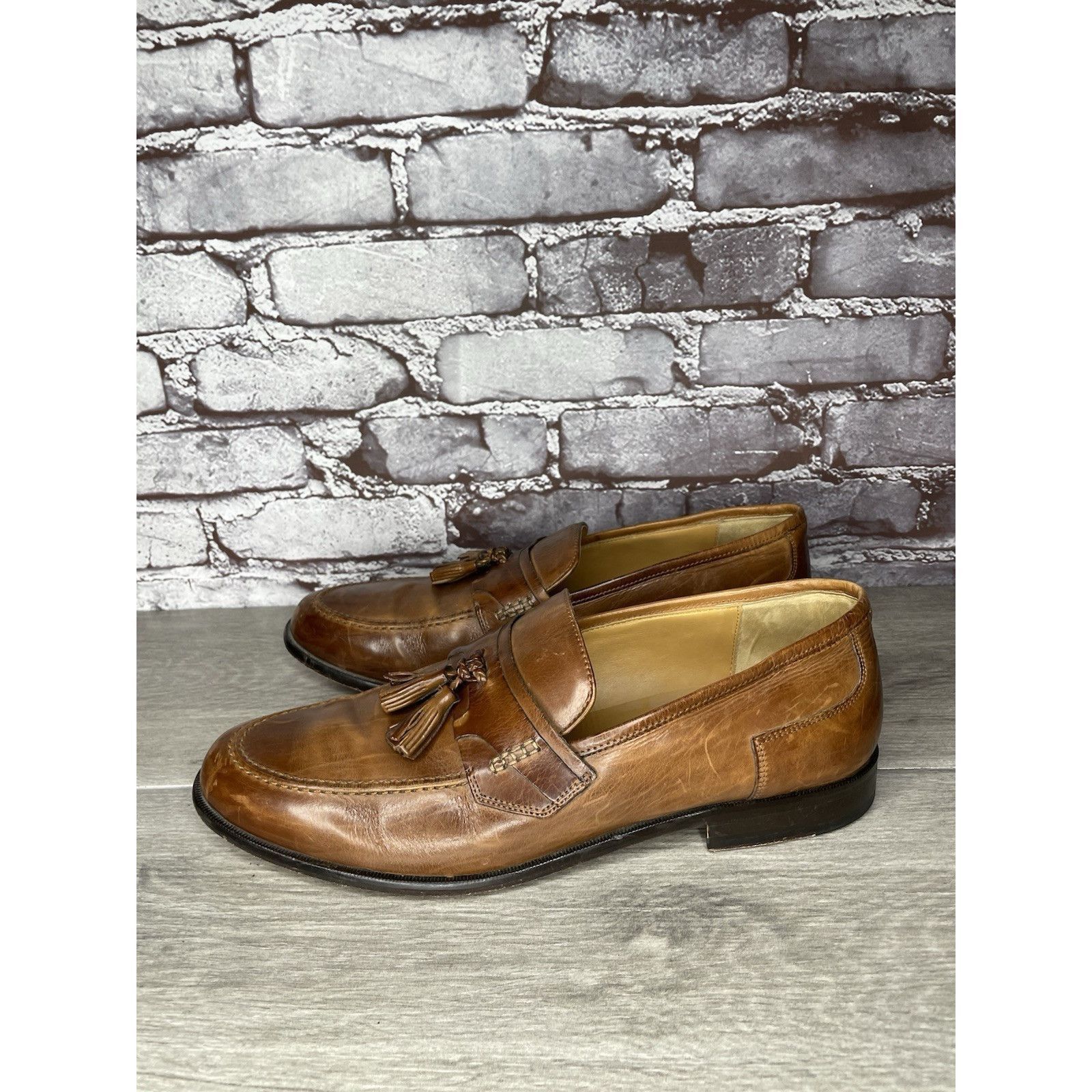 Johnston & Murphy Johnston & Murphy Brown Leather Tassel Loafers Dress Shoes M Size US 11.5 / EU 44-45 - 3 Thumbnail