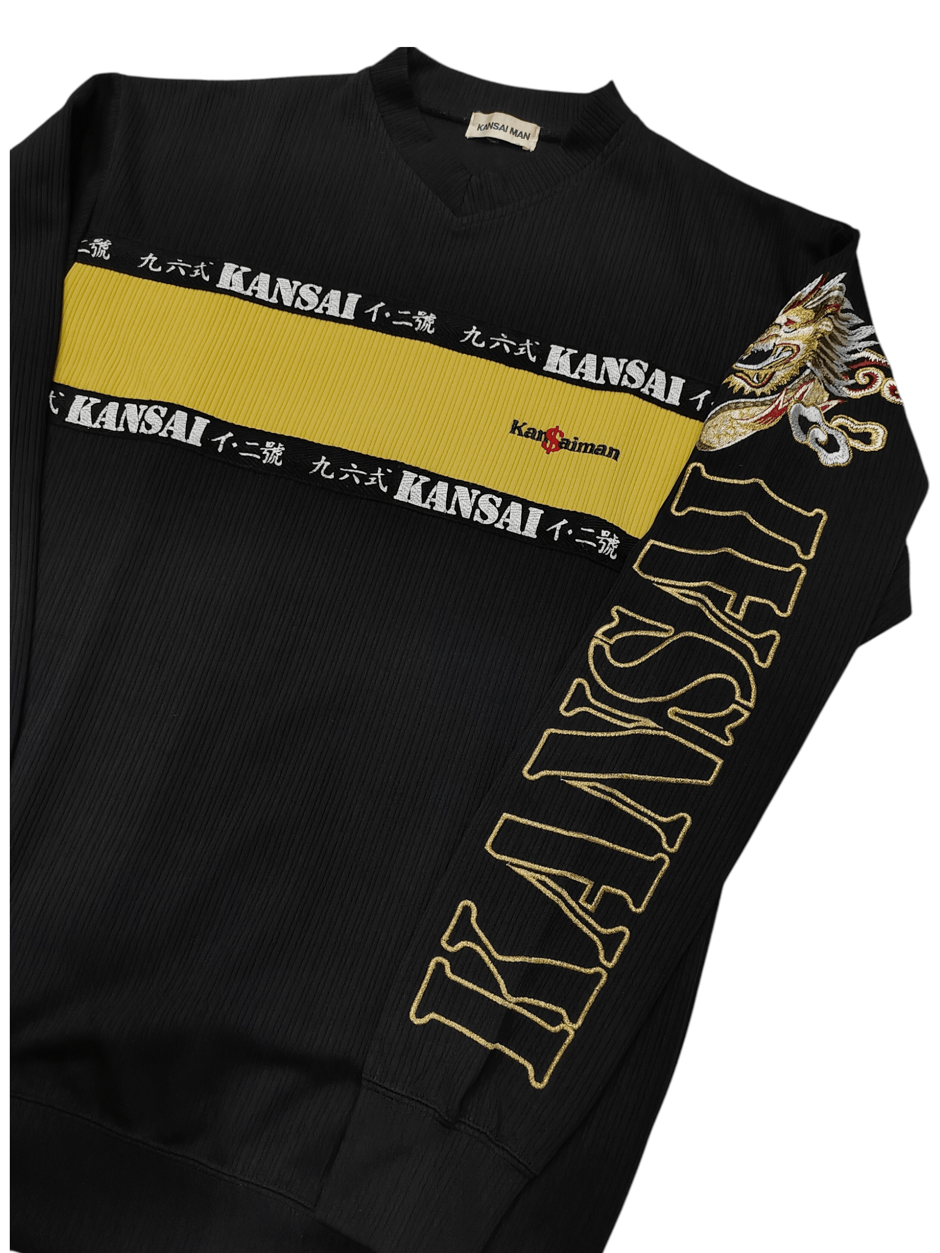 Kansai Yamamoto 90s Kansai Man Archive- Dragon Embroidery Ribbed Long Sleeve Size US M / EU 48-50 / 2 - 1 Thumbnail