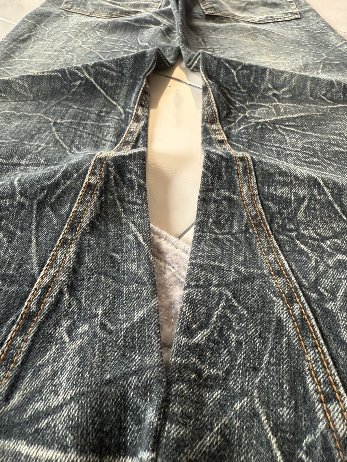 If Six Was Nine Nylaus Japan Shatter Wash Spiral Glam Flared Jeans Size US 30 / EU 46 - 22 Thumbnail