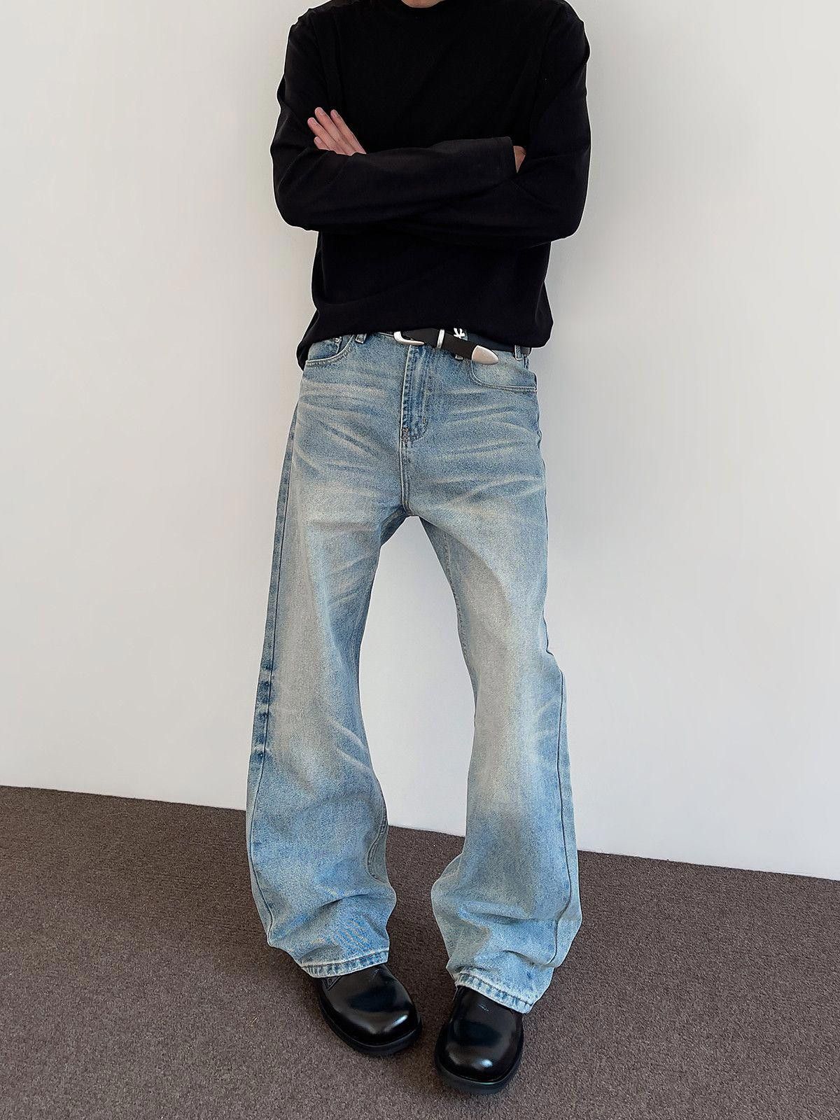 Blue Stacked Flare Jeans