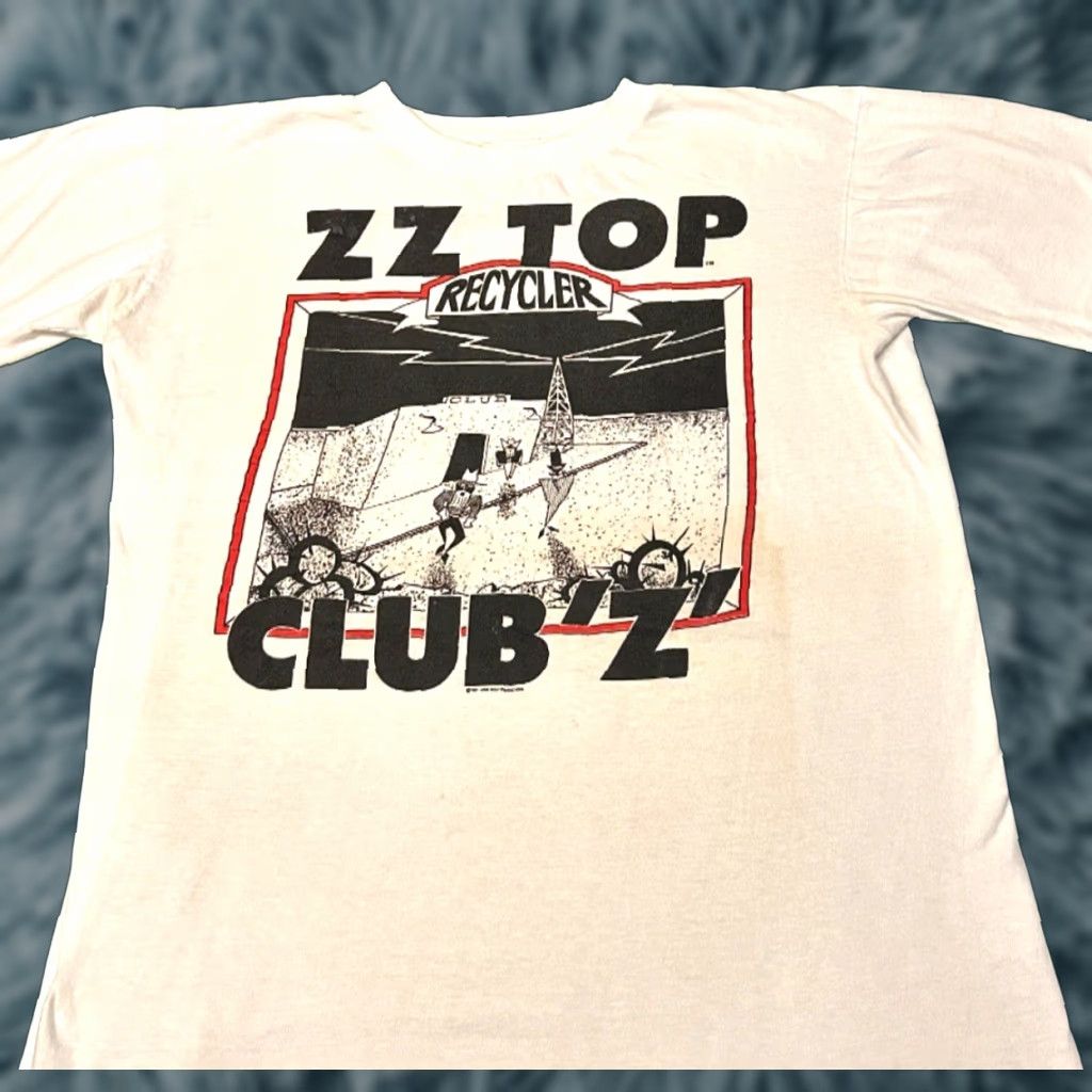 Doublet VINTAGE ZZ Top Recycler Tour Band Tee Club Z Double Sided 1991 Shirt Mens L White 90s Rock Band Tee Mens L Size US L / EU 52-54 / 3 - 1 Thumbnail