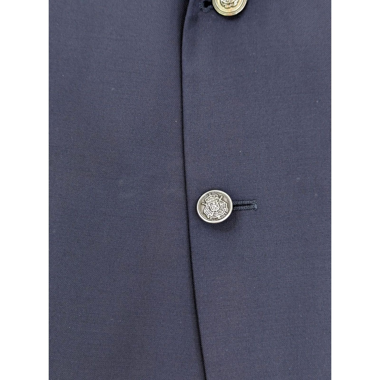 Michael Kors VINTAGE Michael Kors Navy Blue Solid Wool Blazer Mens 42 Long Jacket容量? Size 42R - 3 Thumbnail