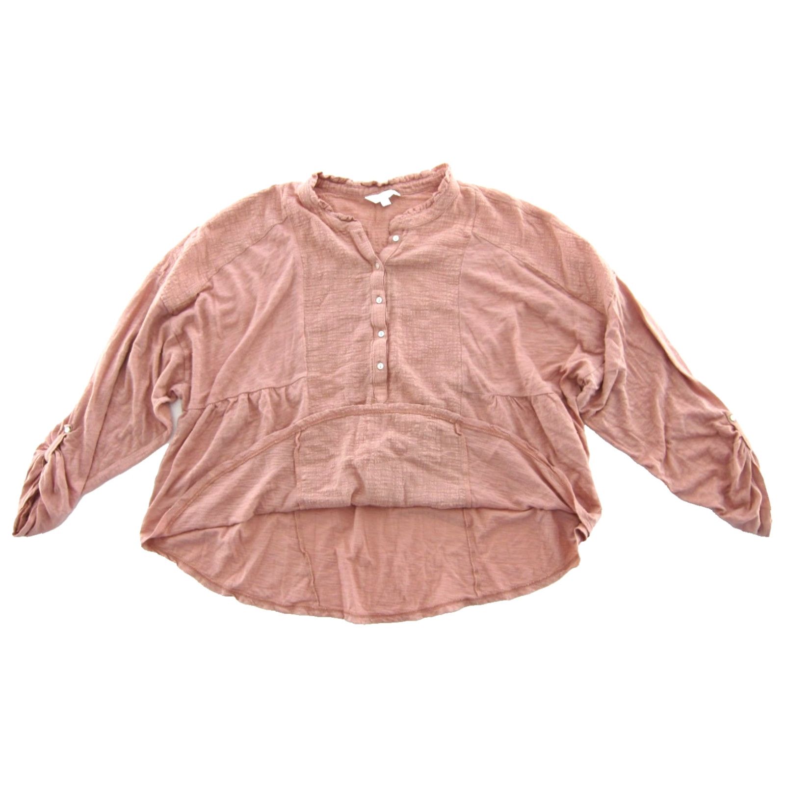 Lucky Brand Lucky Brand Blouse Pink Long Sleeve Shirt Women XL V-Neck Bohemian Peasant Cotton Jersey Blouse Size XL / US 12-14 / IT 48-50 - 4 Thumbnail