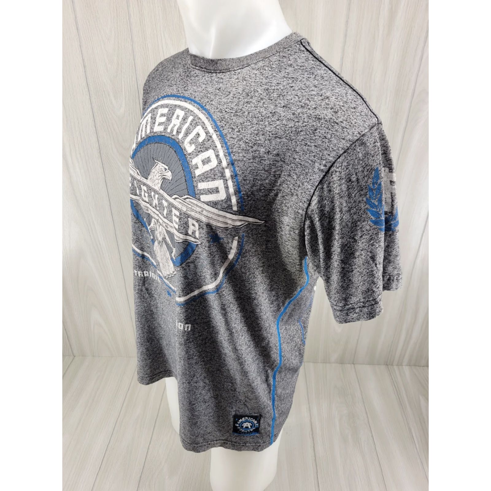 Vintage VINTAGE American Fighter Premium Shirt Mens Large Light Gray Blue Double Sided Graphic Size US L / EU 52-54 / 3 - 4 Thumbnail