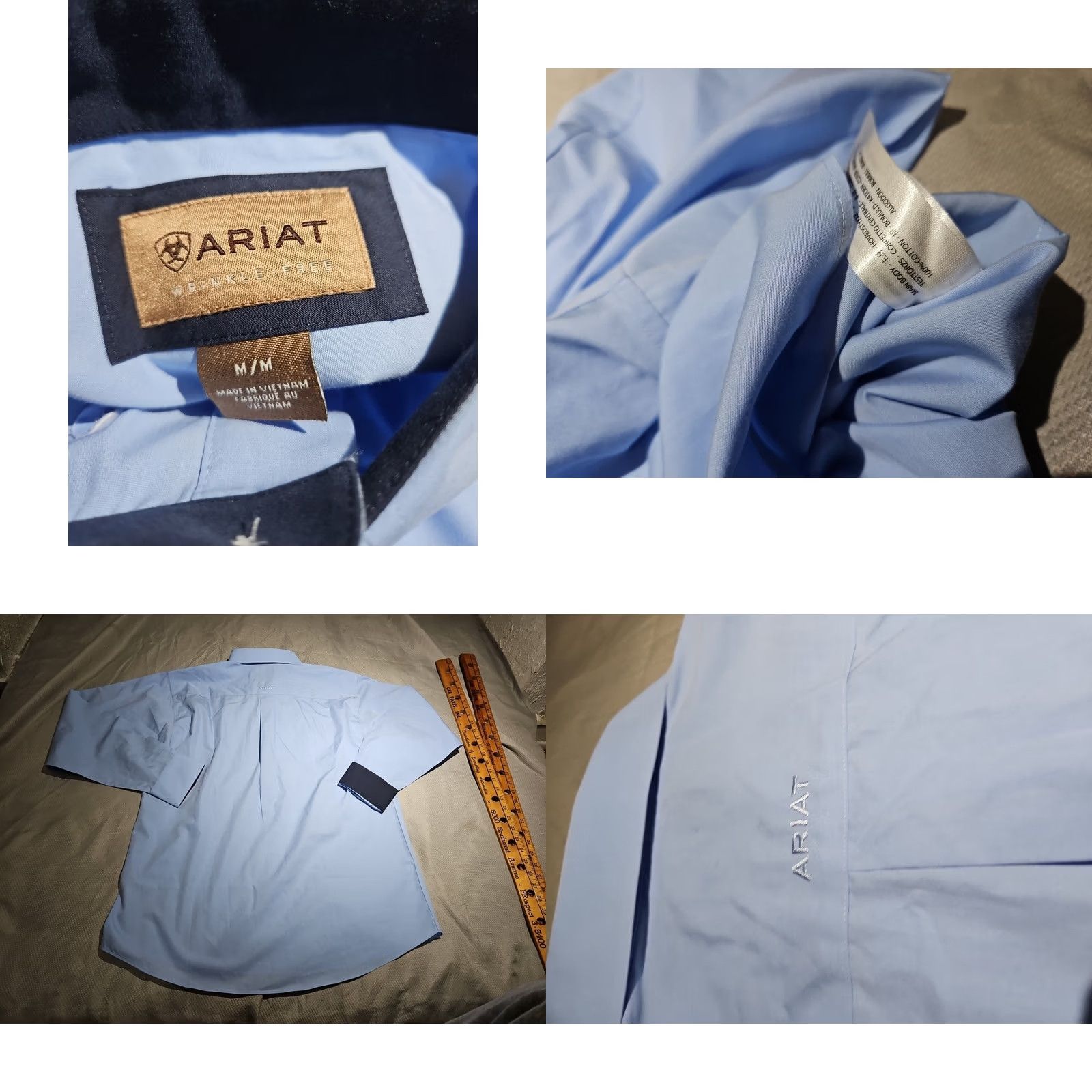 Ariat NWT Ariat Mens Shirt Medium Sky Blue Button Collared Embroidered Casual Top Shirt Mens Blue Size US M / EU 48-50 / 2 - 8 Thumbnail