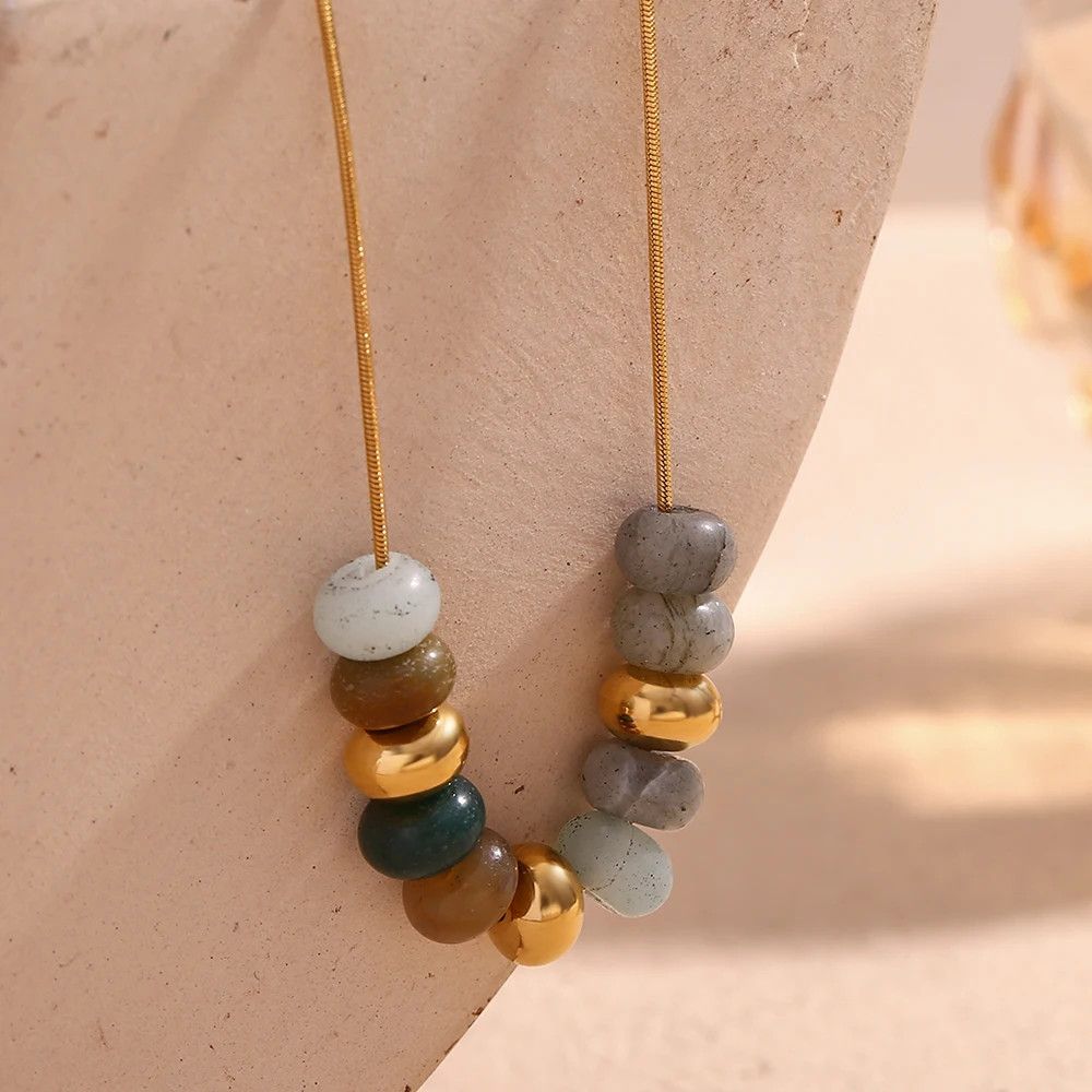 Jewelry × Vintage Natural Stone Beaded Snake Chain Necklace Size ONE SIZE - 4 Thumbnail