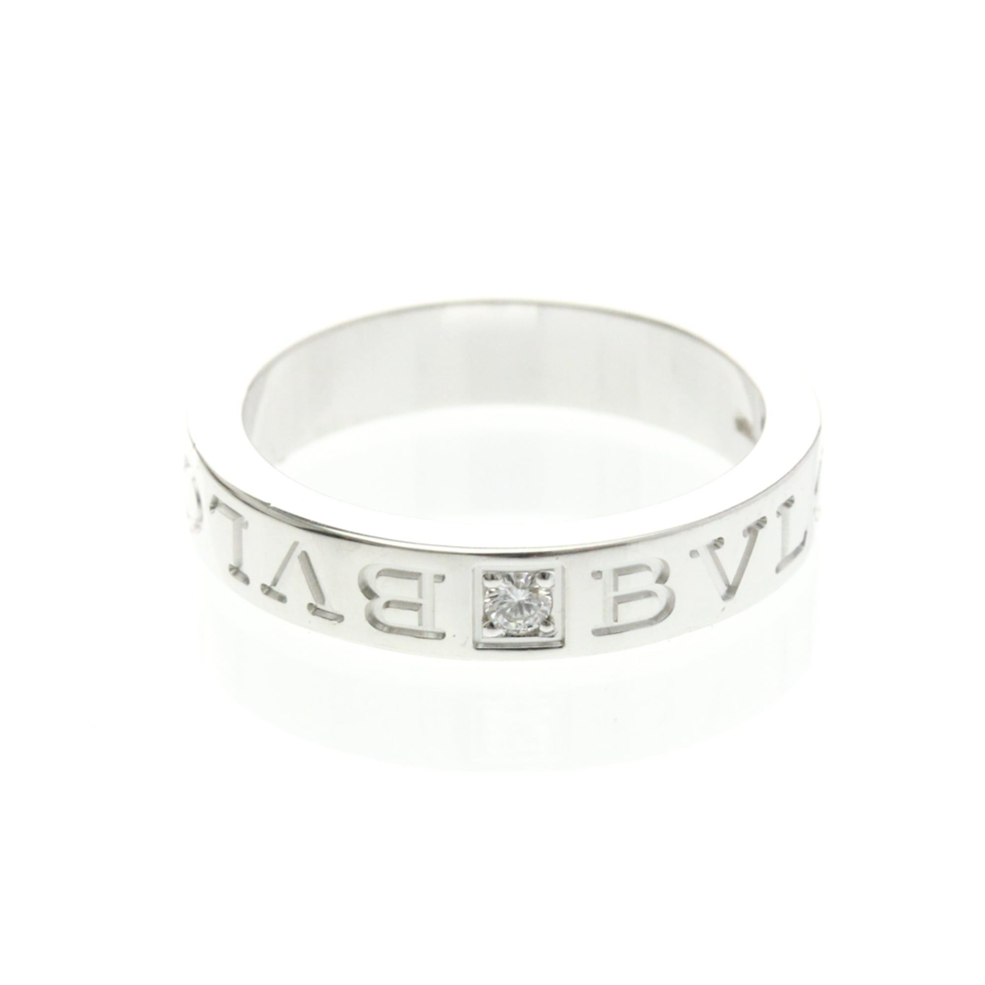 Bvlgari Double Logo Diamond Ring White Gold (18K) Fashion Diamond Band Ring Silver