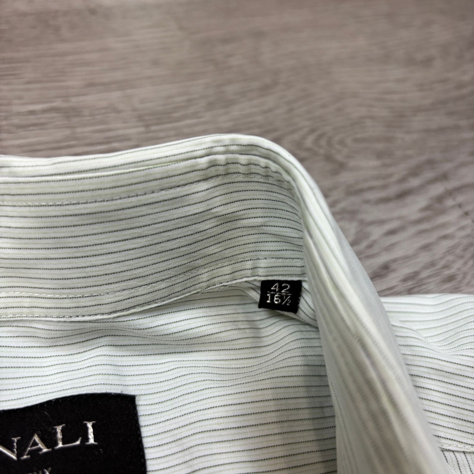 Canali Canali Made in Italy Green Striped Dress Shirt Men's 42 16.5 Size US L / EU 52-54 / 3 - 5 Thumbnail