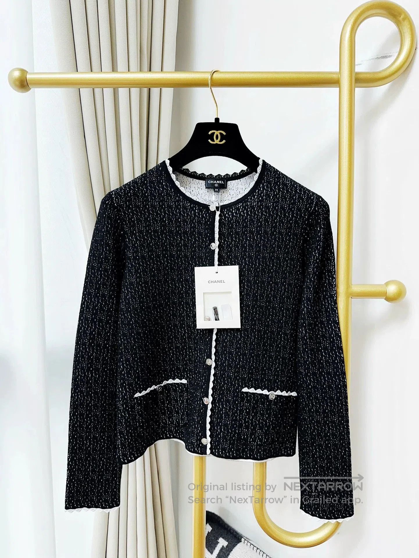Chanel Chanel Black White Trim Knit Cardigan. Size US XS / EU 42 / 0 - 1 Thumbnail