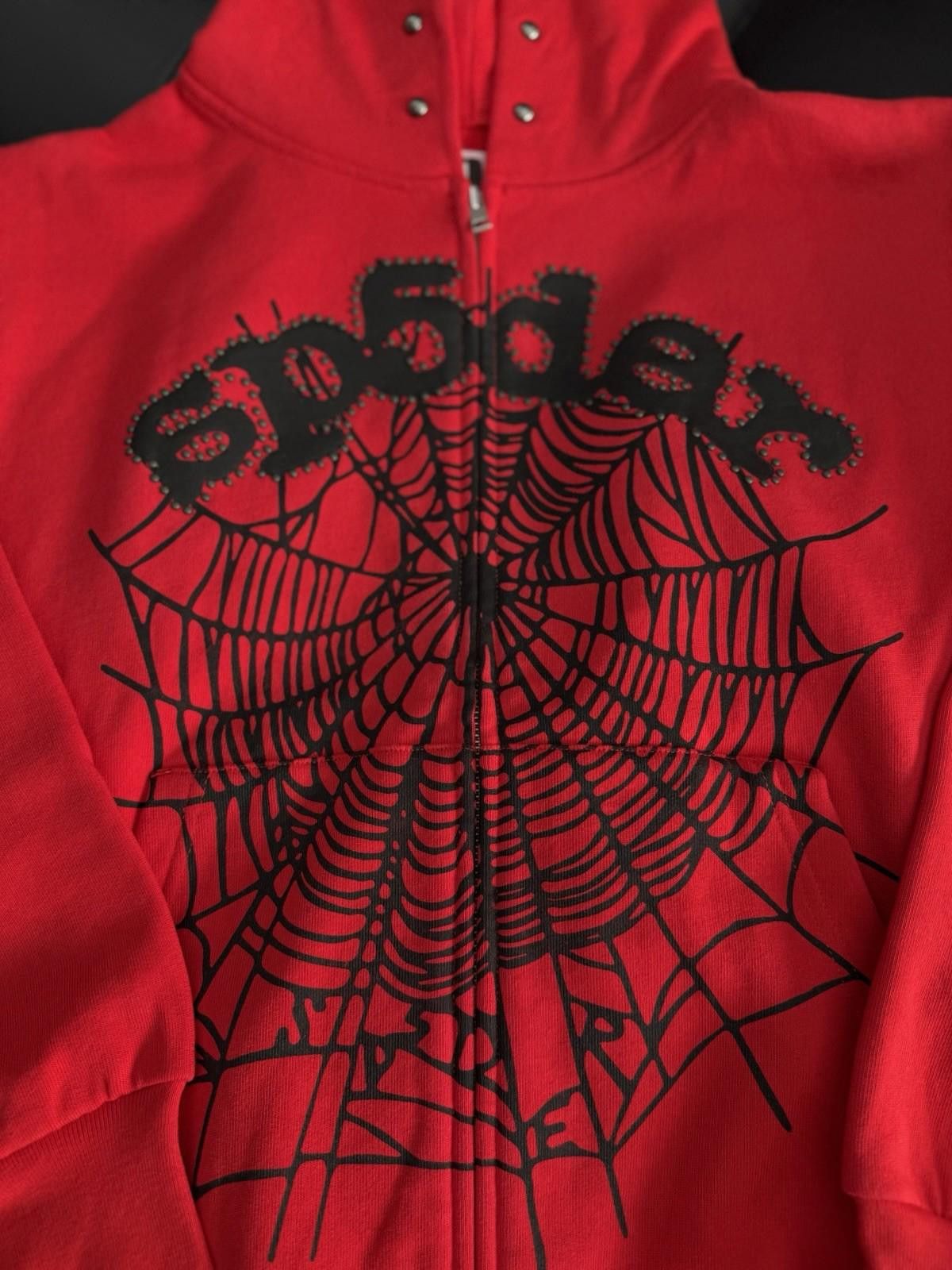 Sp5der Sp5der Worldwide Red Zip Up Studded Hoodie Size Small (NEW) Size US S / EU 44-46 / 1 - 3 Thumbnail