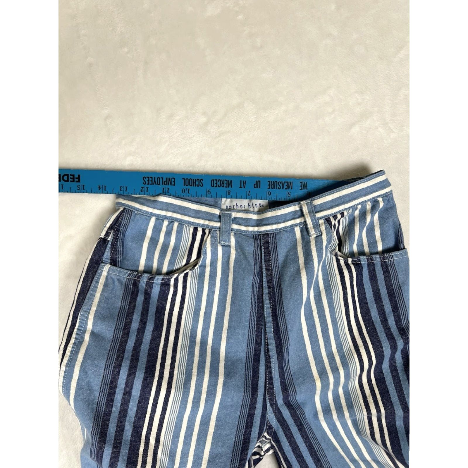 Anchor Blue VINTAGE Anchor Blue Women Jeans Striped 9 26in 30in Blue 90s Grunge Straight Size 30" / US 8 / IT 44 - 5 Thumbnail