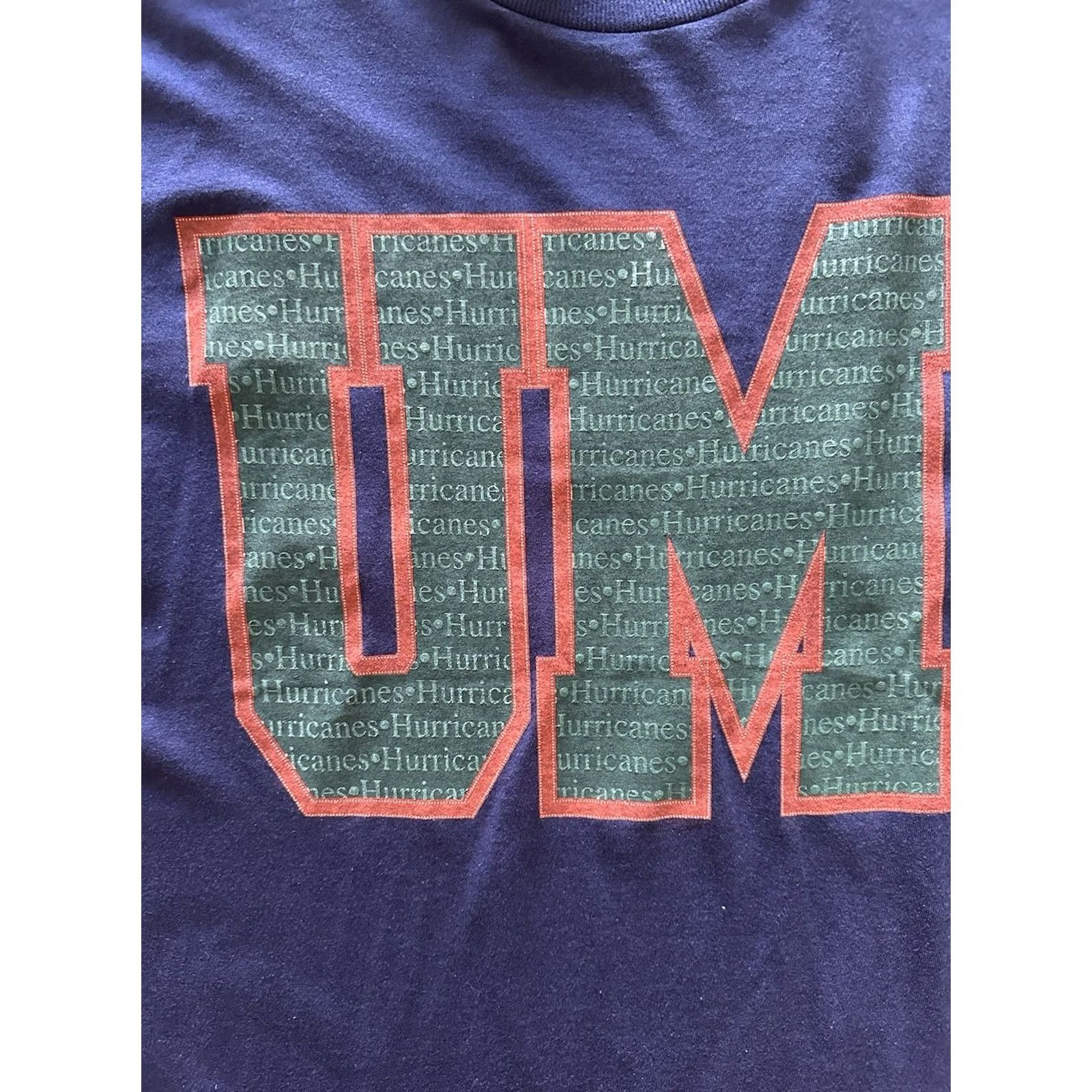 Vintage VINTAGE UNIVERSITY OF MIAMI HURRICANES T-Shirt Sz XL Navy New Deadstock 90s NWT Size US XL / EU 56 / 4 - 2 Thumbnail