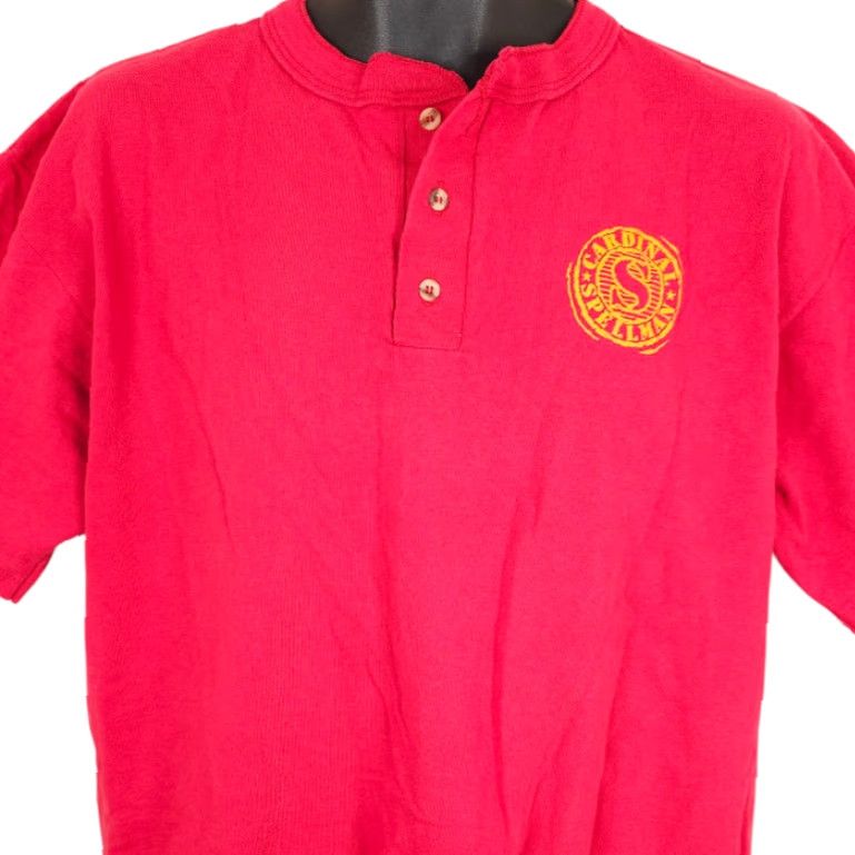 Vintage VINTAGE Cotton Deluxe Cardinal Spellman Henley T Shirt Mens Size L Red 90s High School USA Size US L / EU 52-54 / 3 - 2 Thumbnail