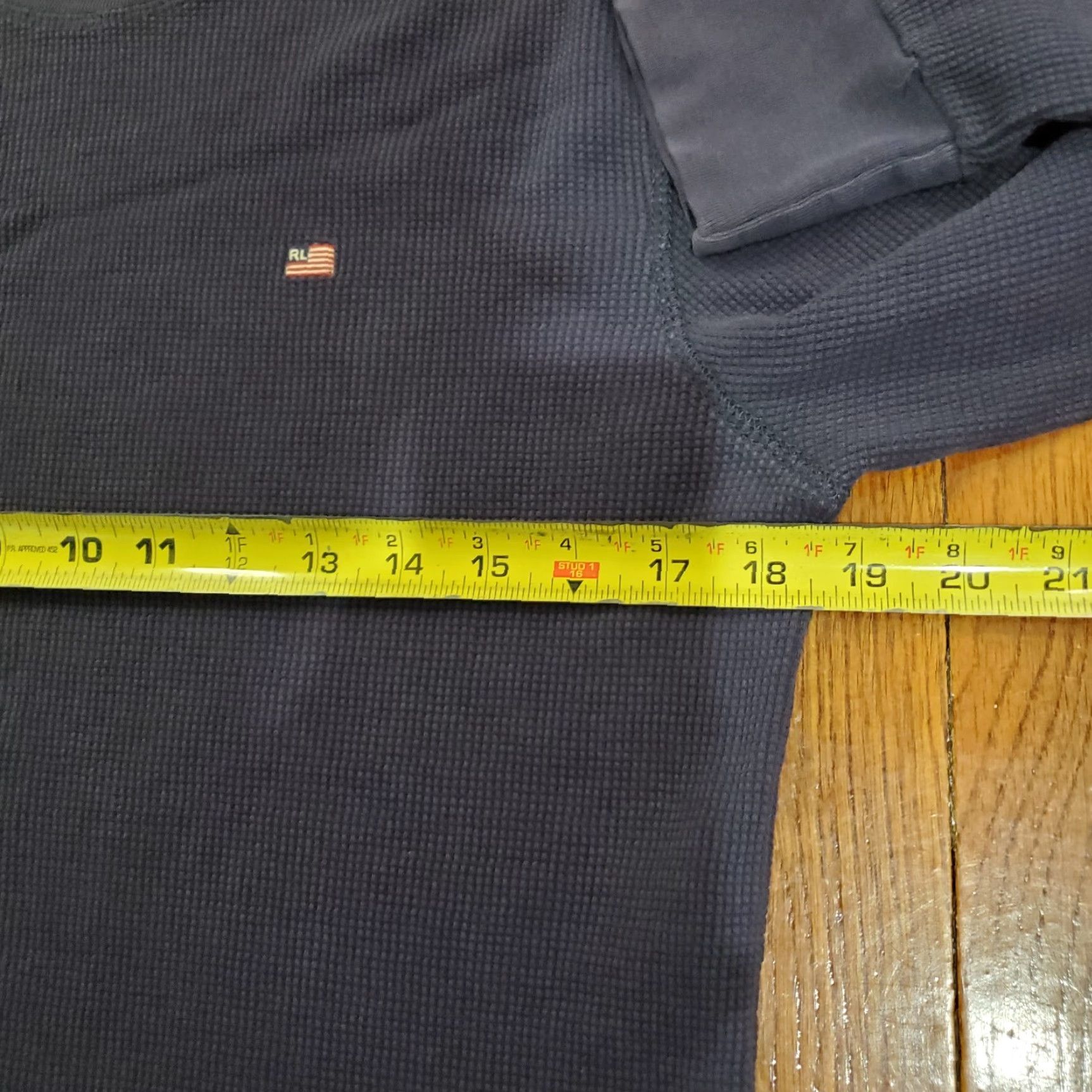 Polo Ralph Lauren VINTAGE Polo Jeans Co Shirt Men Large Blue Waffle Thermal Ralph Lauren 90s Logo Embroidered Cotton Blend T-Shirt Size US L / EU 52-54 / 3 - 7 Thumbnail