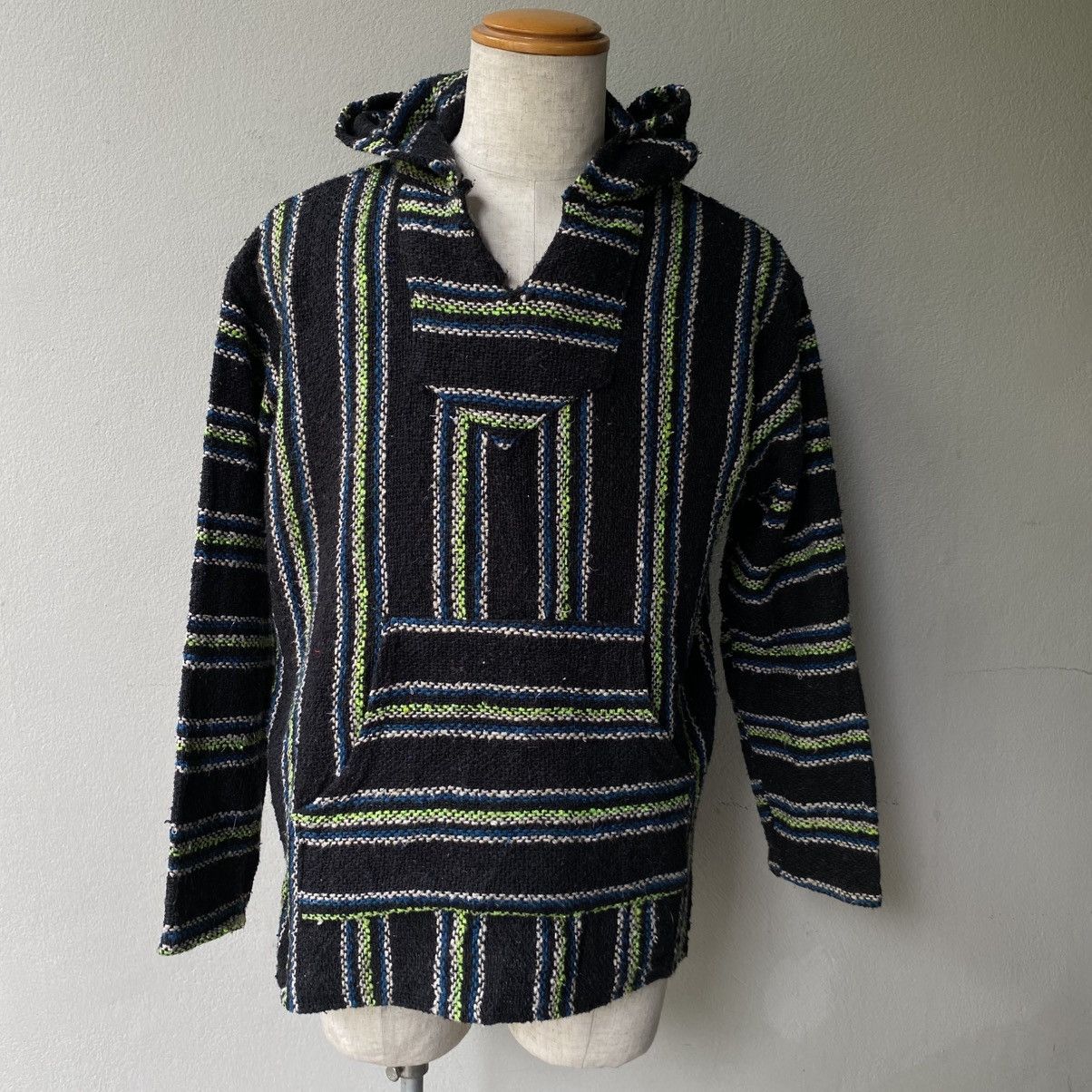 Vintage Black & Green Striped Baja Hoodie Size US M / EU 48-50 / 2 - 7 Thumbnail