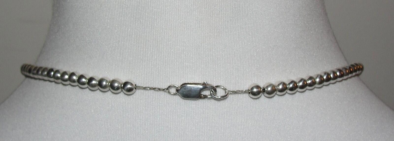 Designer Shiny Sterling Silver Graduated Ball Bead Necklace Size ONE SIZE - 4 Thumbnail