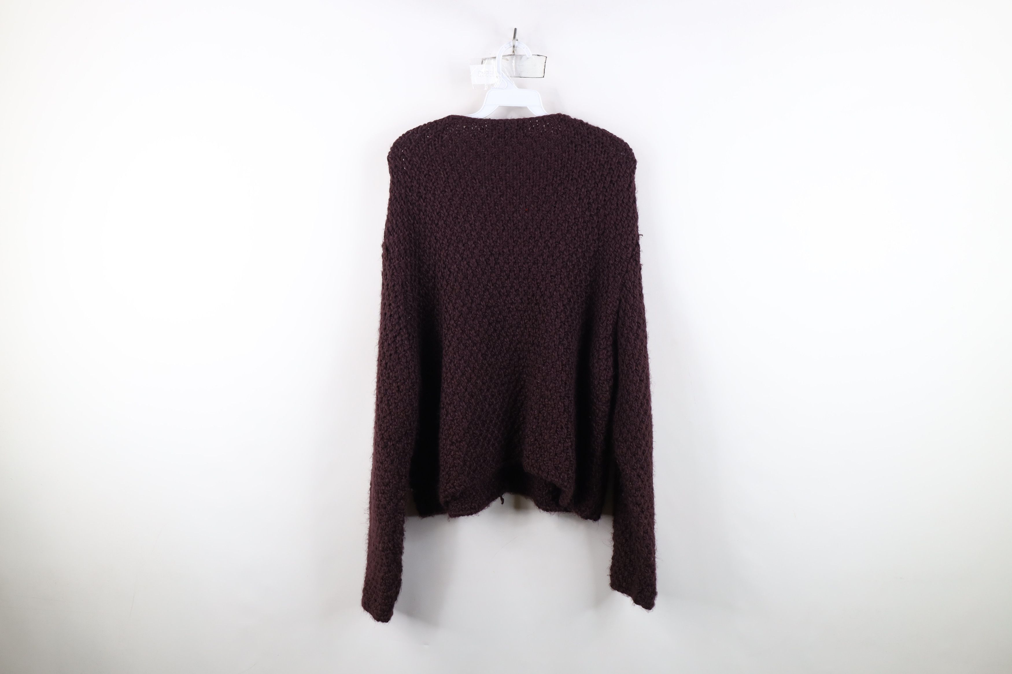 Vintage Vintage 90s Streetwear Crochet Knit Cardigan Sweater Purple Size L / US 10 / IT 46 - 8 Thumbnail