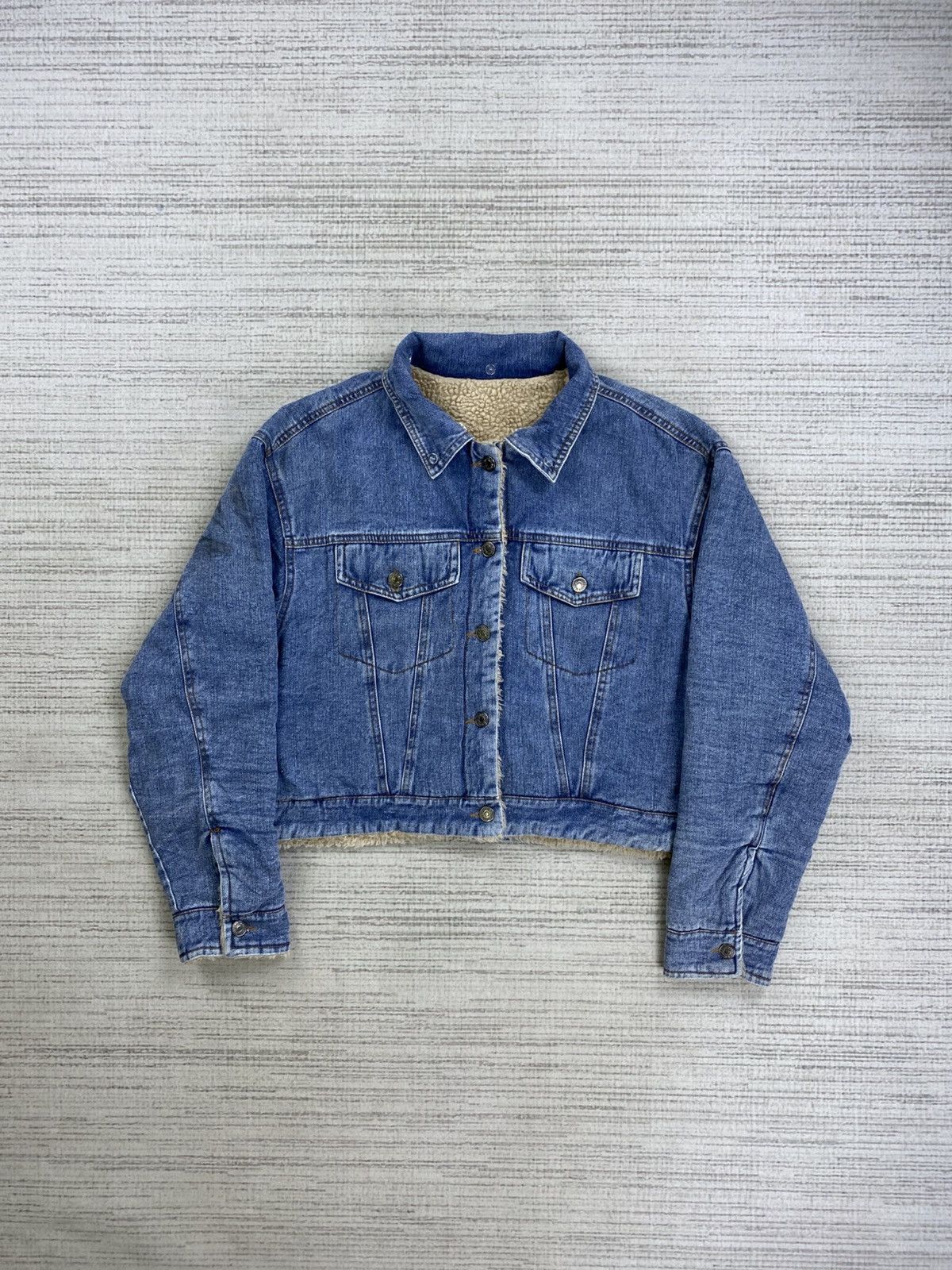 Japanese Brand × Vintage Vintage Sheson Breasted Cropped Sherpa Denim Jacket Size US M / EU 48-50 / 2 - 1 Thumbnail